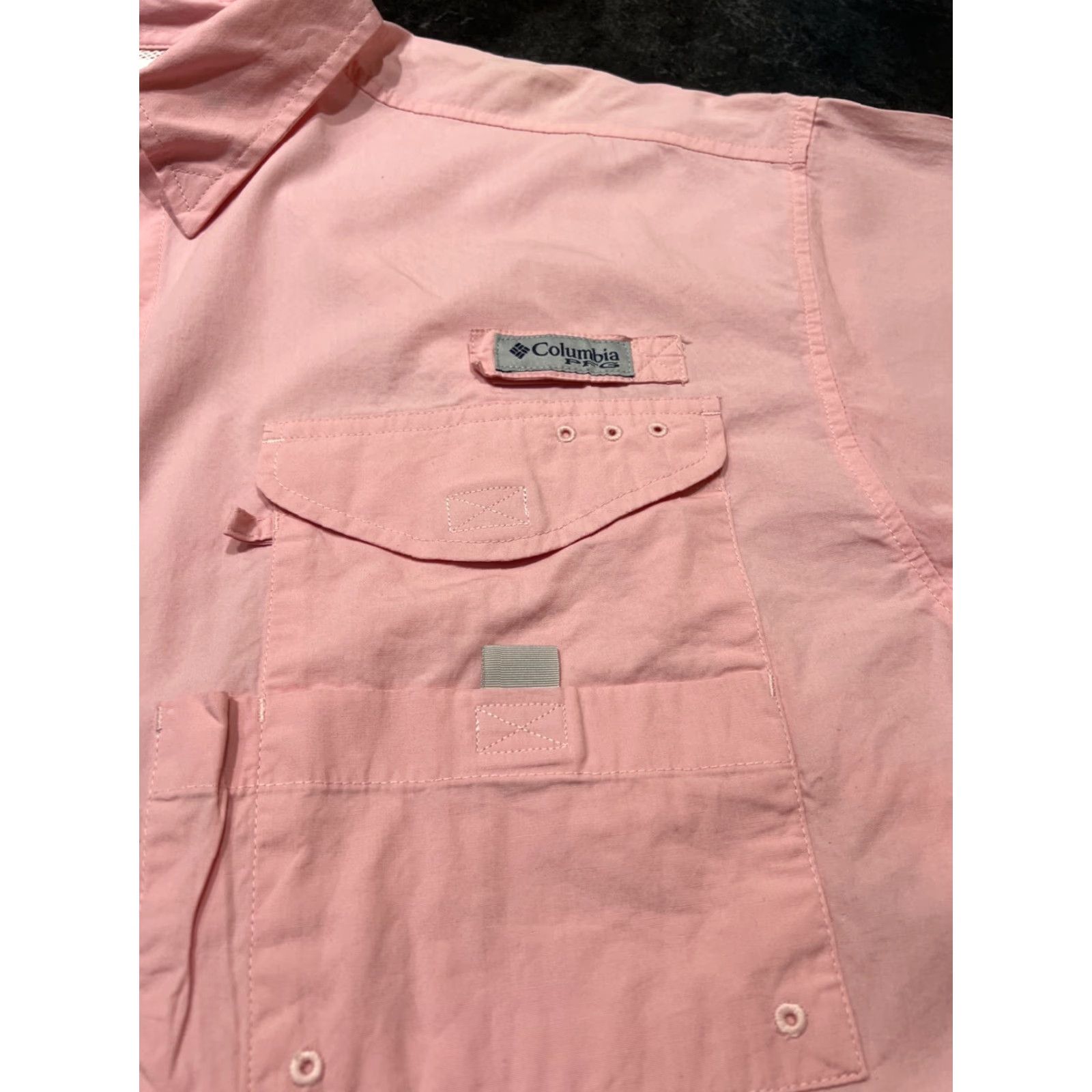 Pinko Columbia PFG Outdoor Fishing Shirt Mens L Pink Short Sleeve Button-Up Omni-Shade Lightweight Size US L / EU 52-54 / 3 - 3 Thumbnail