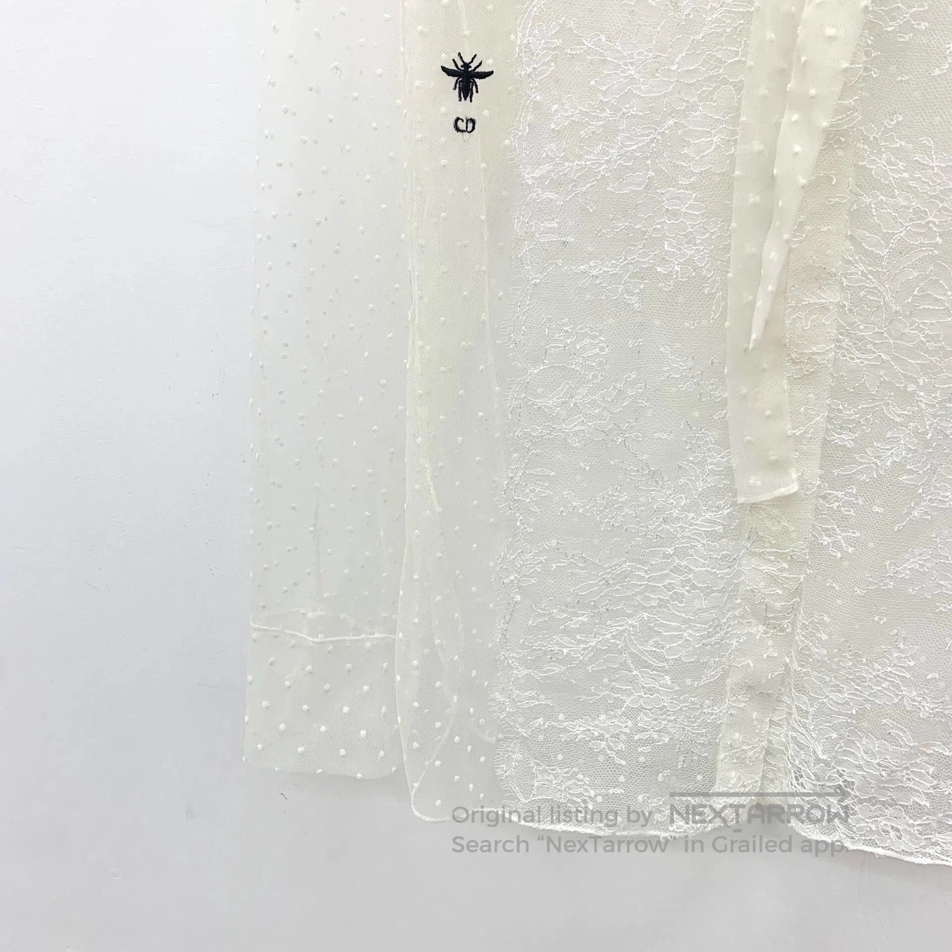 Dior white silk long sleeve shirt with bow. Size US S / EU 44-46 / 1 - 4 Thumbnail