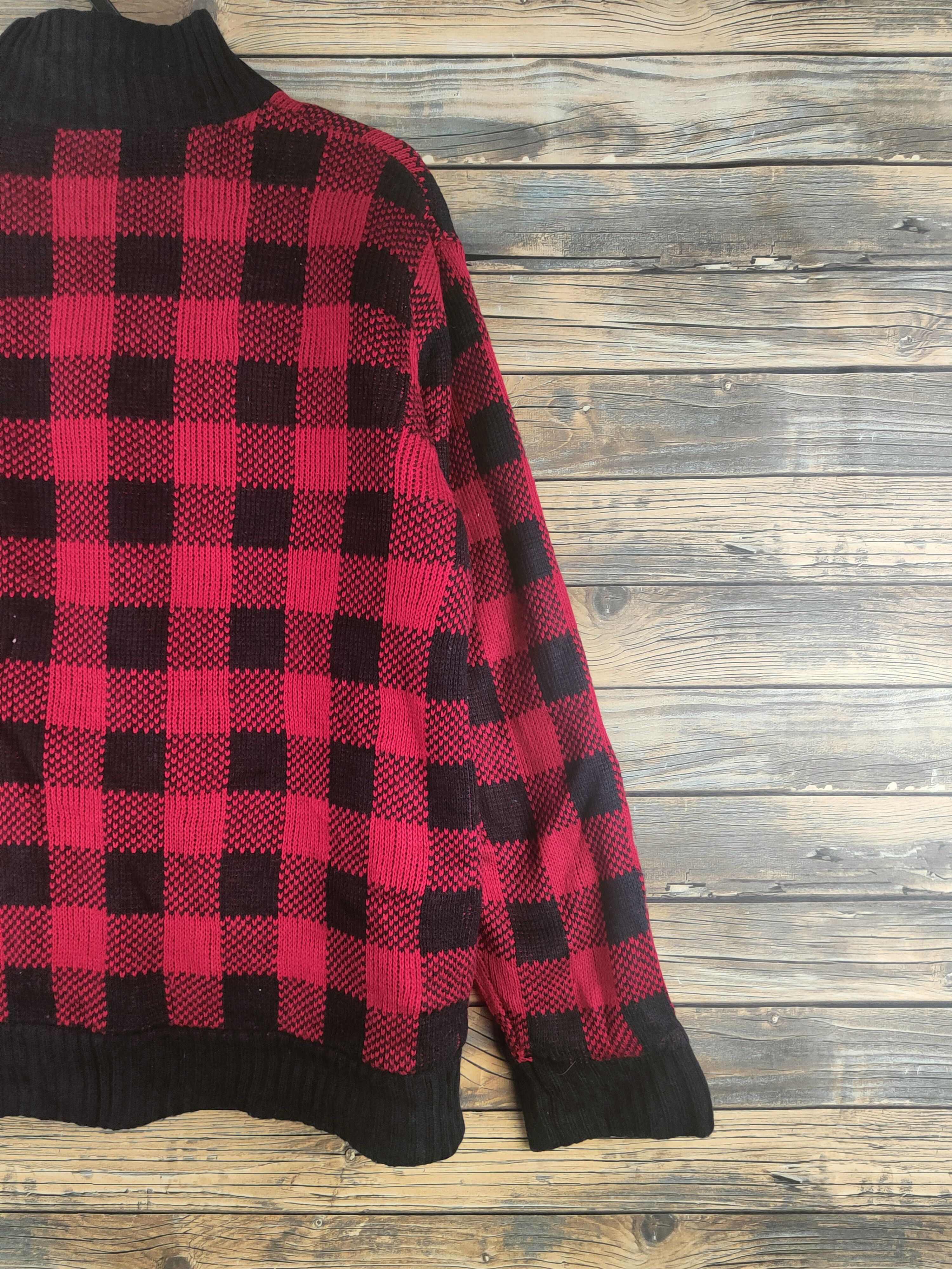 Japanese Brand DL Generate Red Black Knitwear Sweaters #46-476 Size US L / EU 52-54 / 3 - 9 Thumbnail
