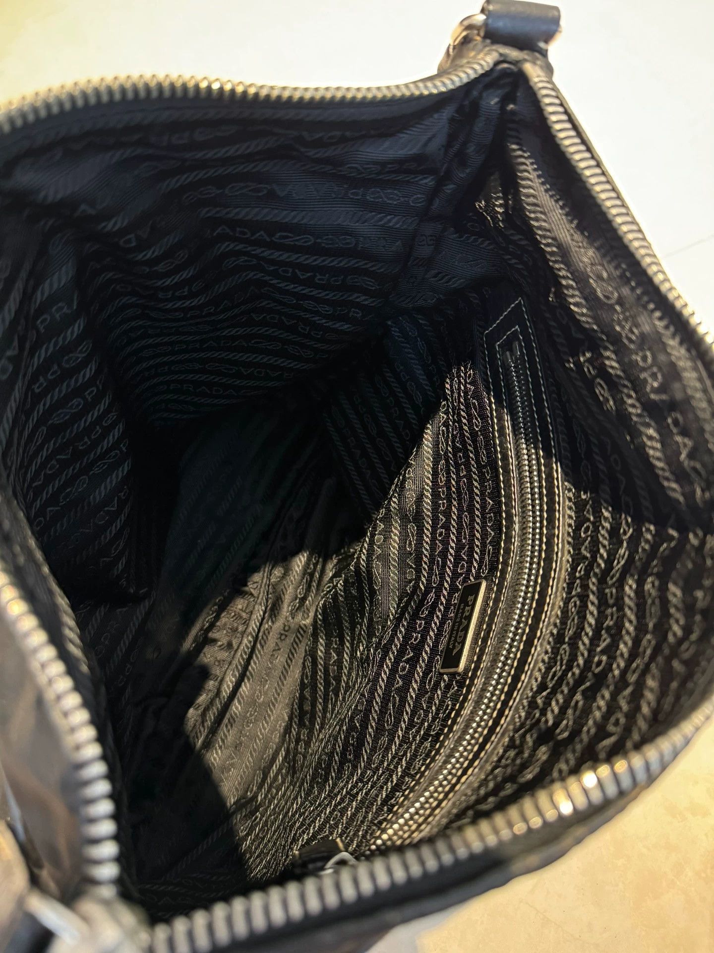 Prada Prada Logo Nylon Crossbody Bag Black Leather Trim Unisex Size ONE SIZE - 3 Thumbnail