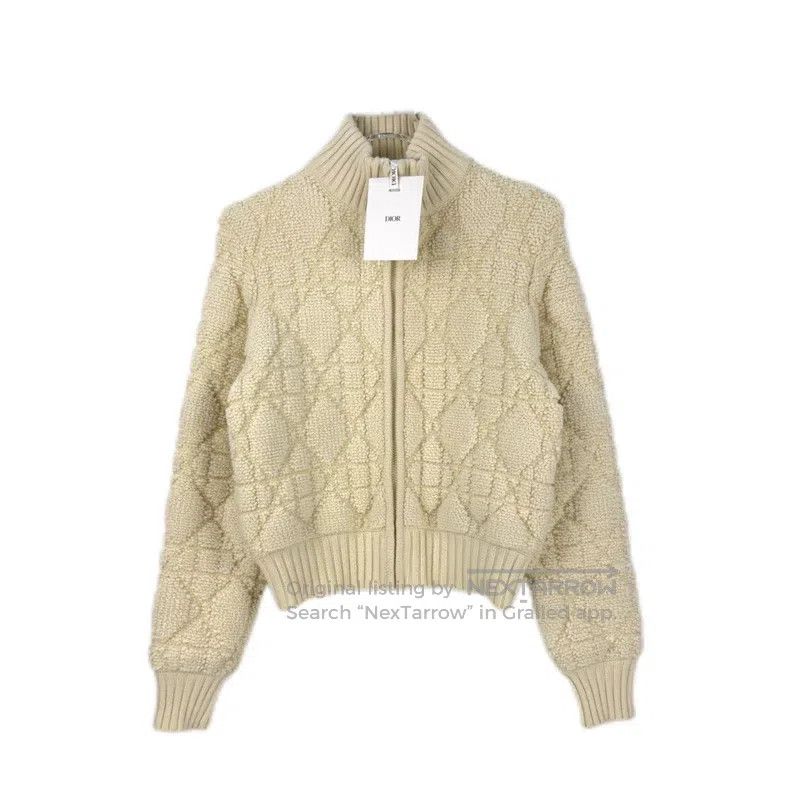 Dior Dior Beige plaid embroidered bee wool cardigan coat Size XS / US 0-2 / IT 36-38 - 1 Thumbnail