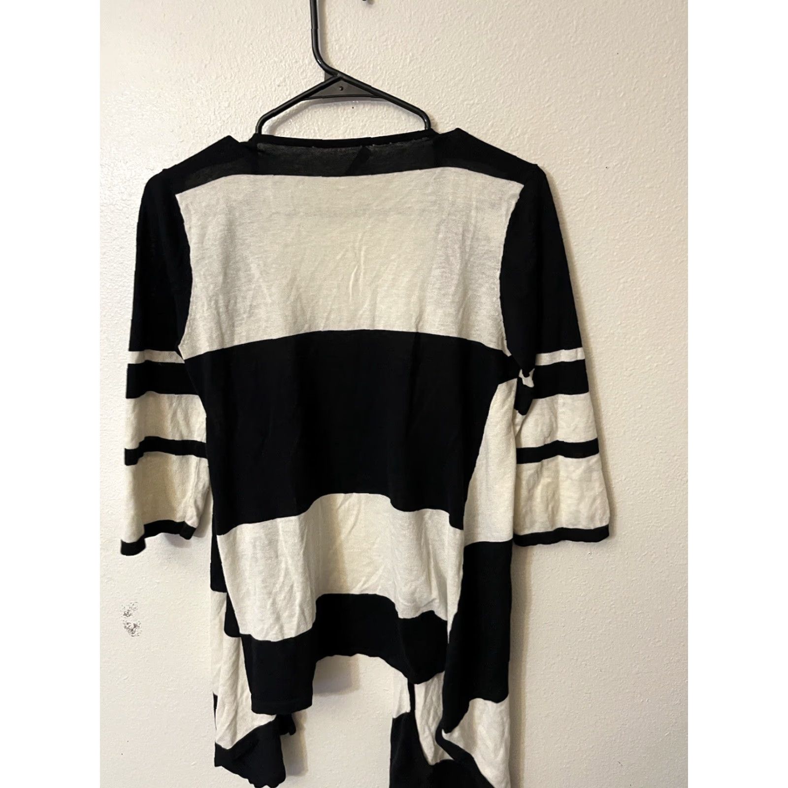 Vintage Cache Womens Open Front Cardigan Medium White & Black Knit Waterfall M Size M / US 6-8 / IT 42-44 - 2 Thumbnail