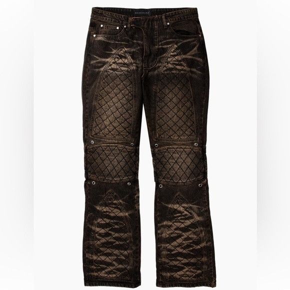 Who Decides War Who Decides War Moto Quilted Straight Jeans Tan Coal Men’s 3 Size US 36 / EU 52 - 1 Thumbnail