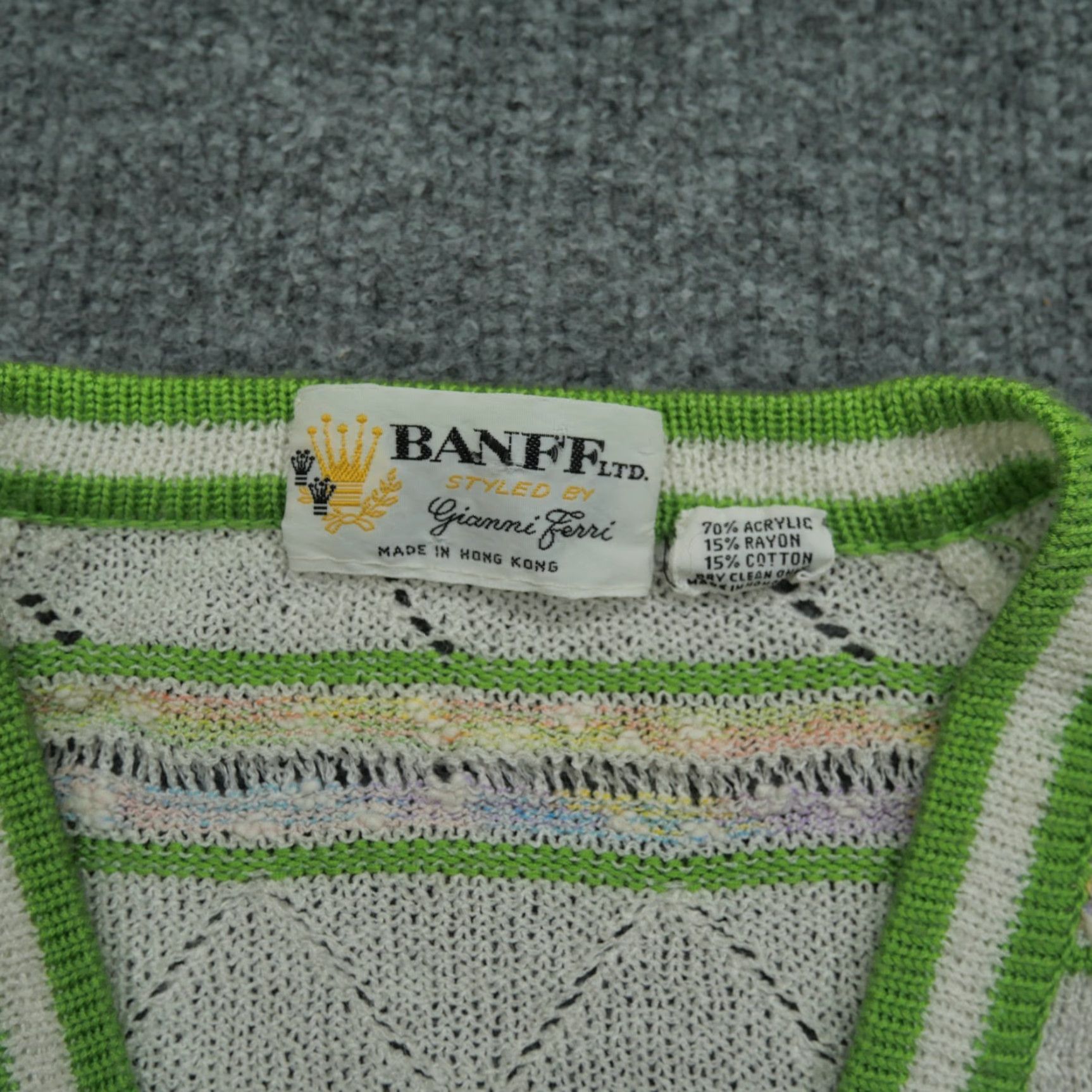 Vintage VINTAGE Banff Sweater Cardigan Womens M Green White Gianni Ferri 70s Size M / US 6-8 / IT 42-44 - 2 Thumbnail