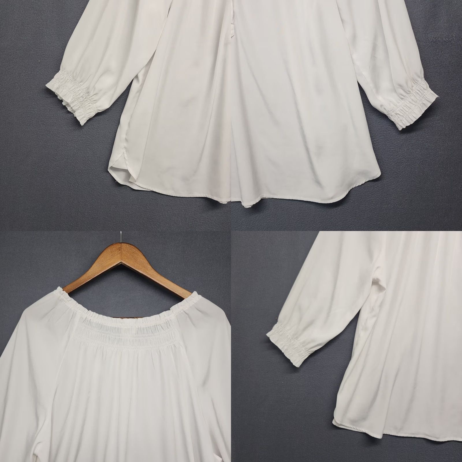 Vintage Chicos Top Womens Blouse White XL Lightweight Flowy Stretch Henley Office Long Sleeve Snap Shirt Womens XL White Blouse Size XL / US 12-14 / IT 48-50 - 8 Thumbnail