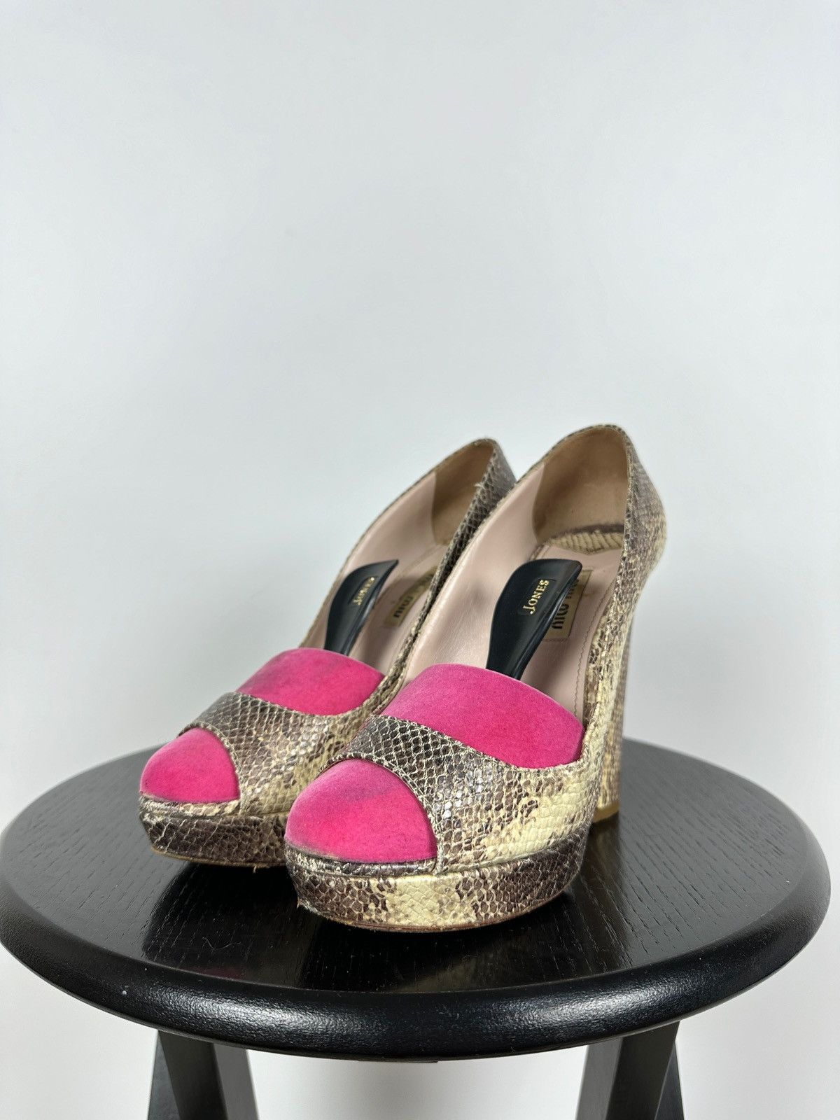 Miu Miu Miu Miu Snake Leather Platform Pumps Heel Size US 7 / IT 37 - 7 Thumbnail
