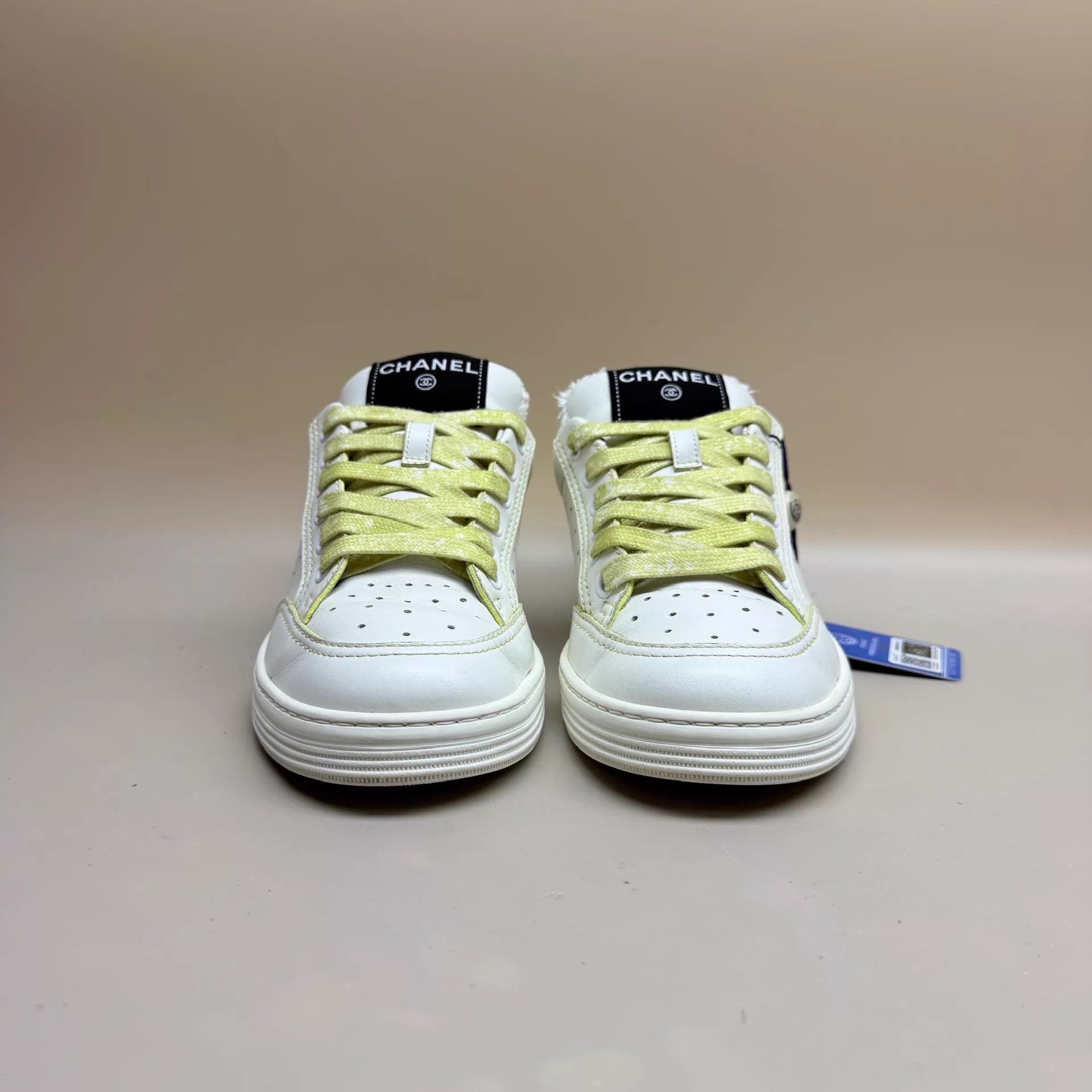 Chanel CHANEL White & Yellow Logo Laces Sneaker 36 Mint Size US 5.5 / IT 35.5 - 2 Thumbnail
