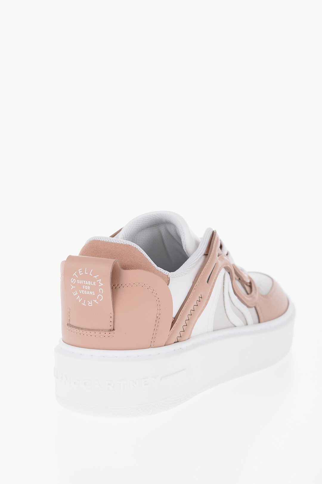 Stella McCartney og1mm0824 Leather S-Wave Low-Top Sneakers in Pink & White Size US 11 / IT 41 - 3 Thumbnail