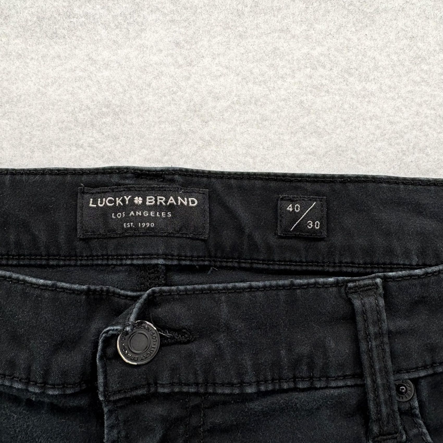 Lucky Brand Lucky Brand 121 Slim Straight Pants Mens 40x30 Black Stretch Twill 5-Pocket Size US 40 / EU 56 - 4 Thumbnail