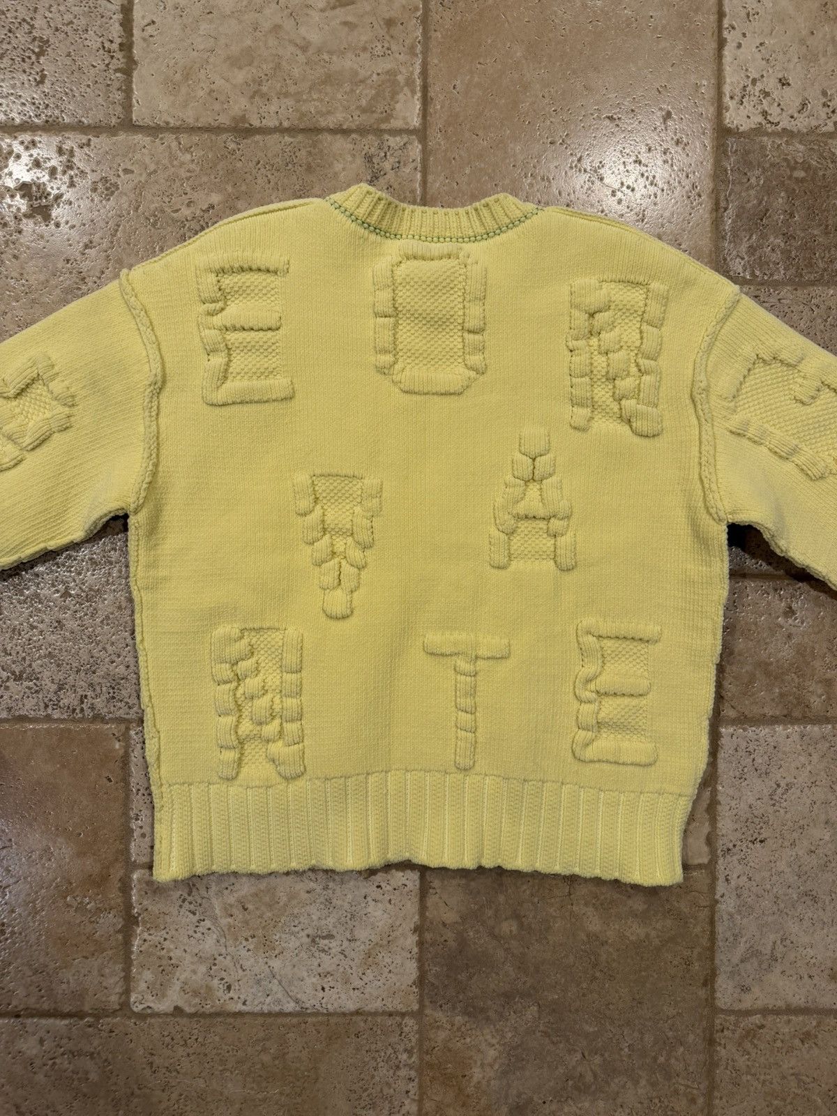 Bottega Veneta Bottega Veneta Yellow Alphabet Chenille Crewneck Sweater Size L / US 10 / IT 46 - 10 Thumbnail