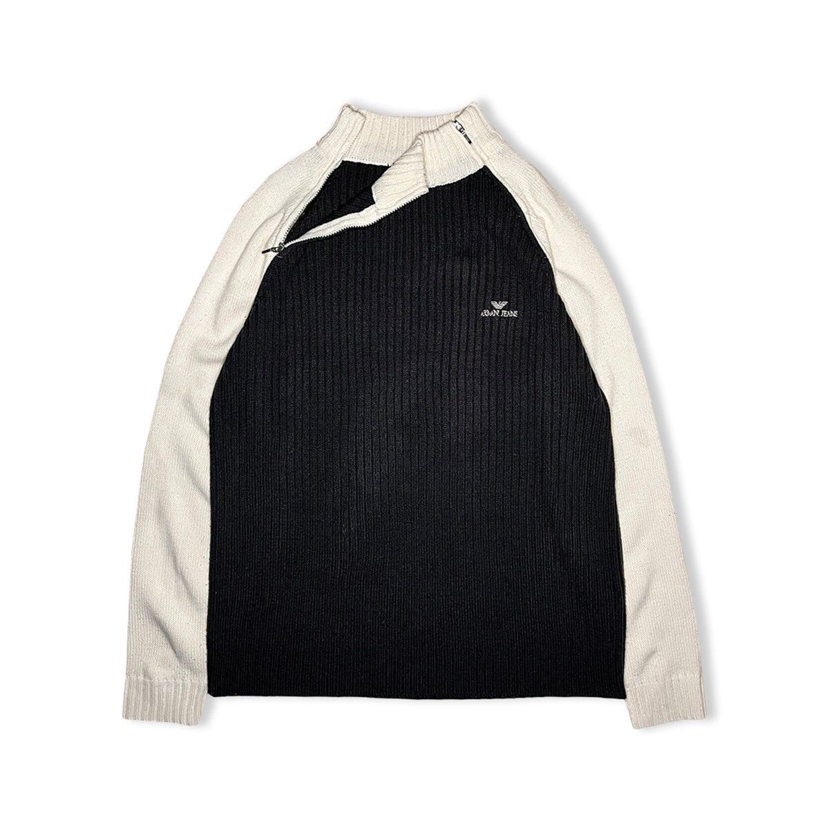 Armani Vintage Armani Jeans Dual-Zip Wool Knit Pullover Size US M / EU 48-50 / 2 - 1 Thumbnail