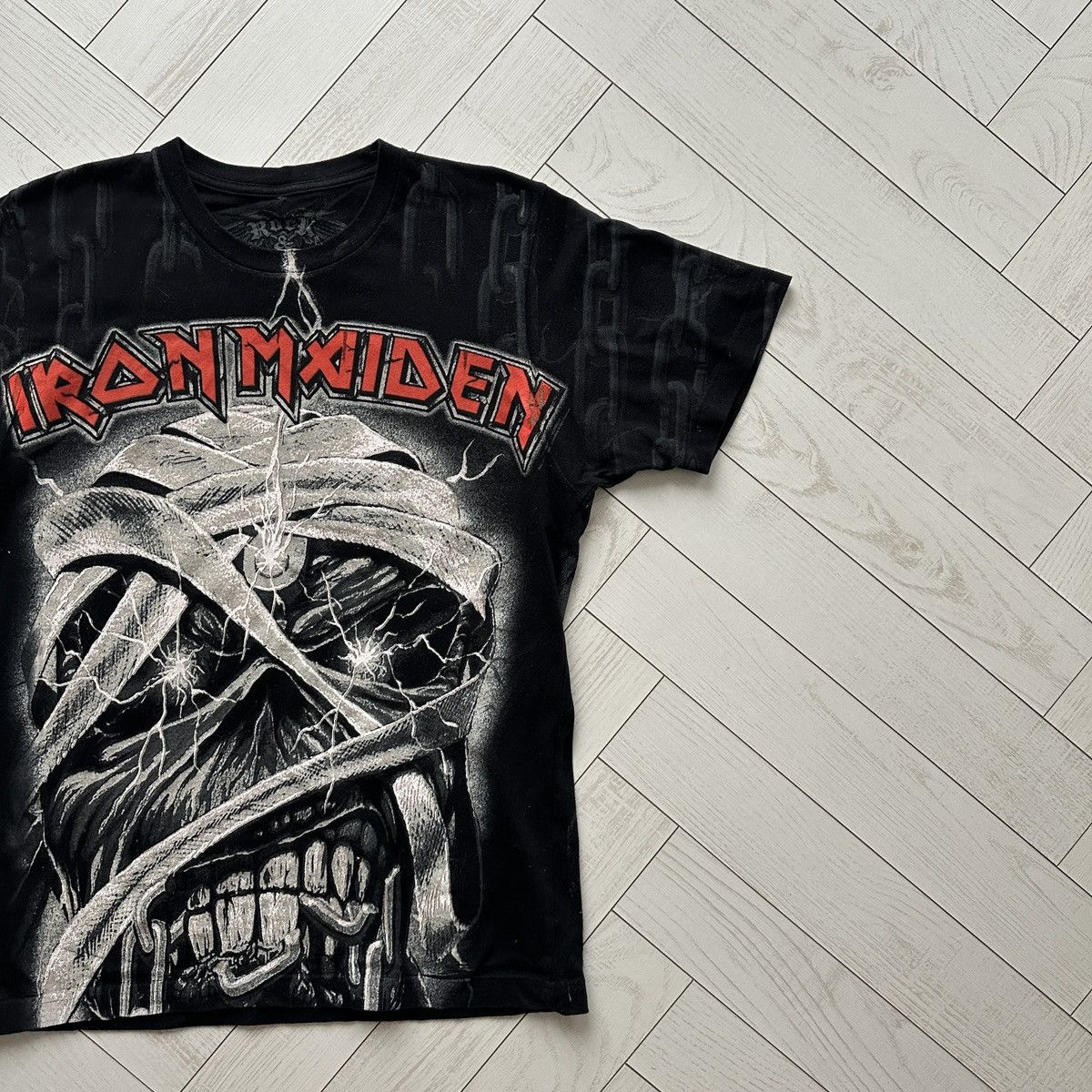 Iron Maiden Vintage 00s Iron Maiden Bravado AOP tee y2k Powerslave Rock Size US M / EU 48-50 / 2 - 3 Thumbnail