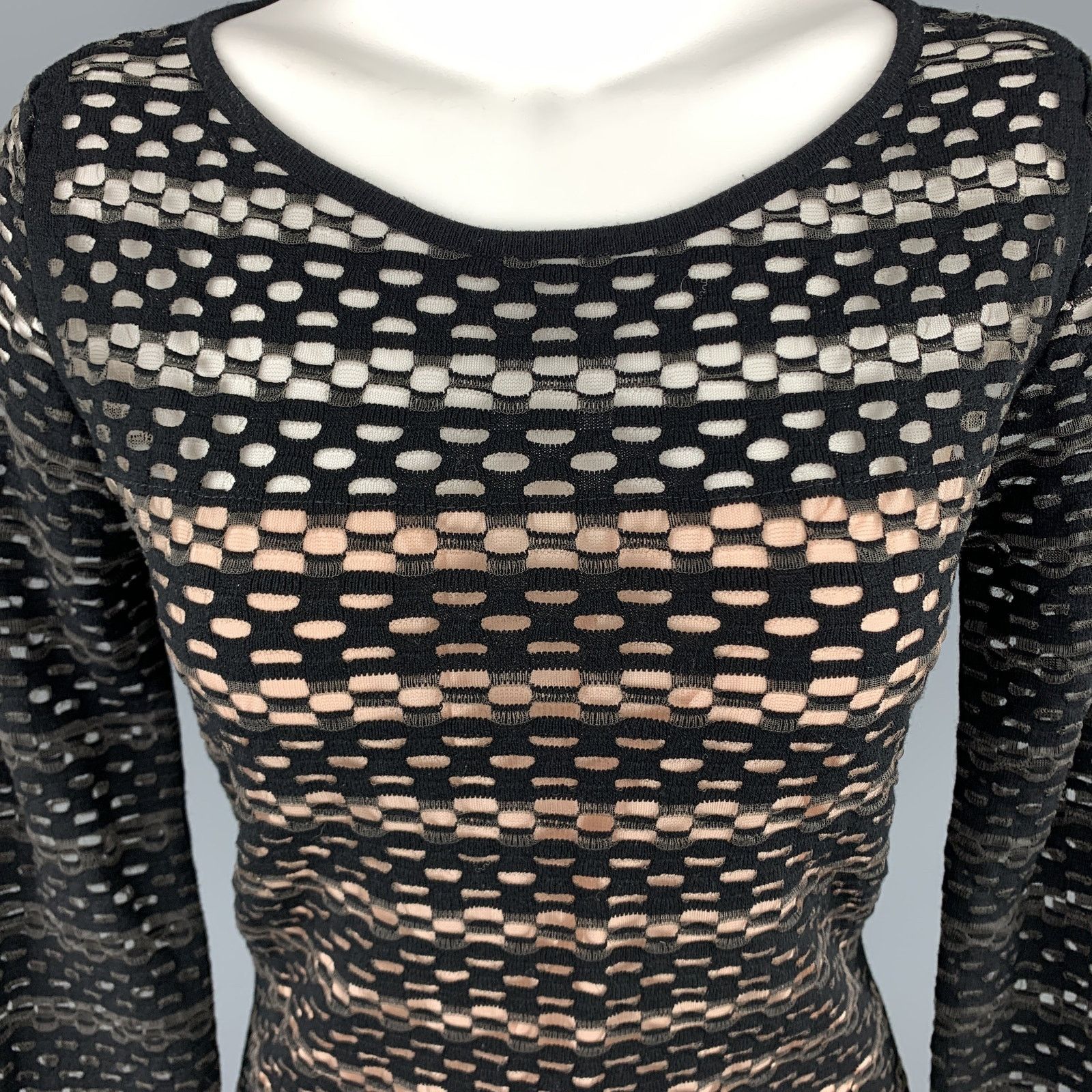 Escada ESCADA Size S Black Striped Mesh Lined Pullover Size S / US 4 / IT 40 - 2 Thumbnail