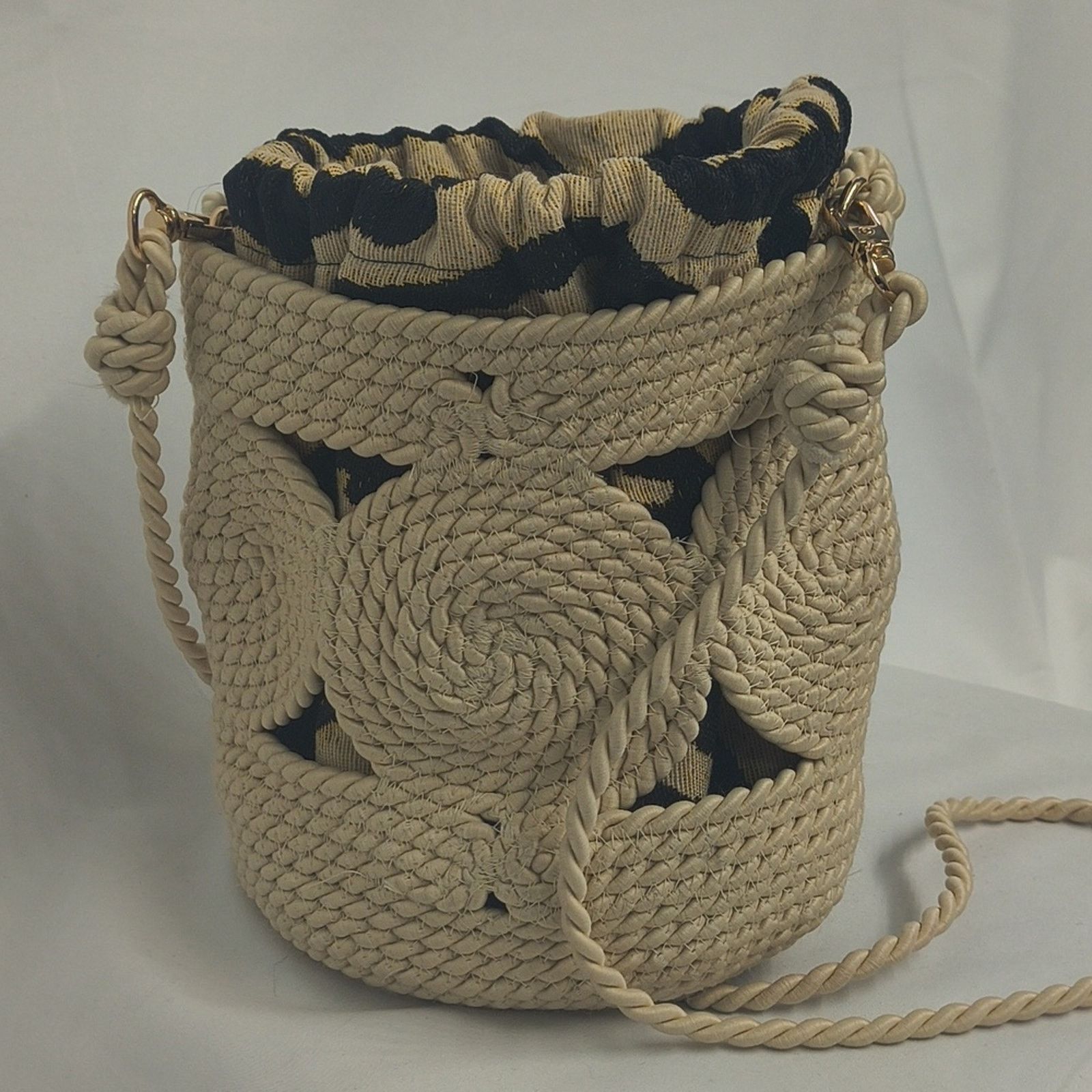 Zara Zara Raffia Crochet Rope Bucket Bag Removable Strap Size ONE SIZE - 5 Thumbnail