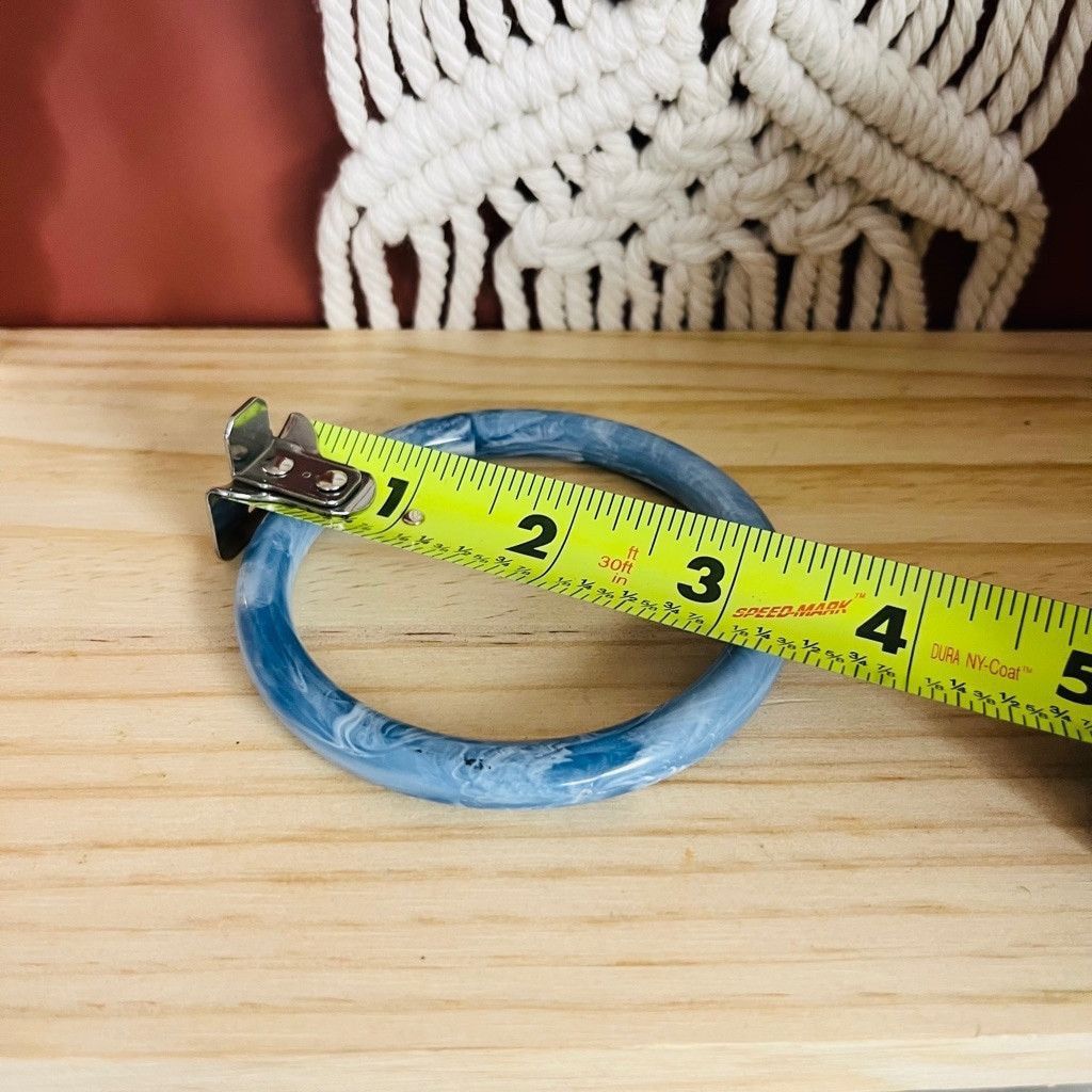 Vintage Vintage Marbled Acrylic Bangle Bracelet Blue Size ONE SIZE - 5 Thumbnail