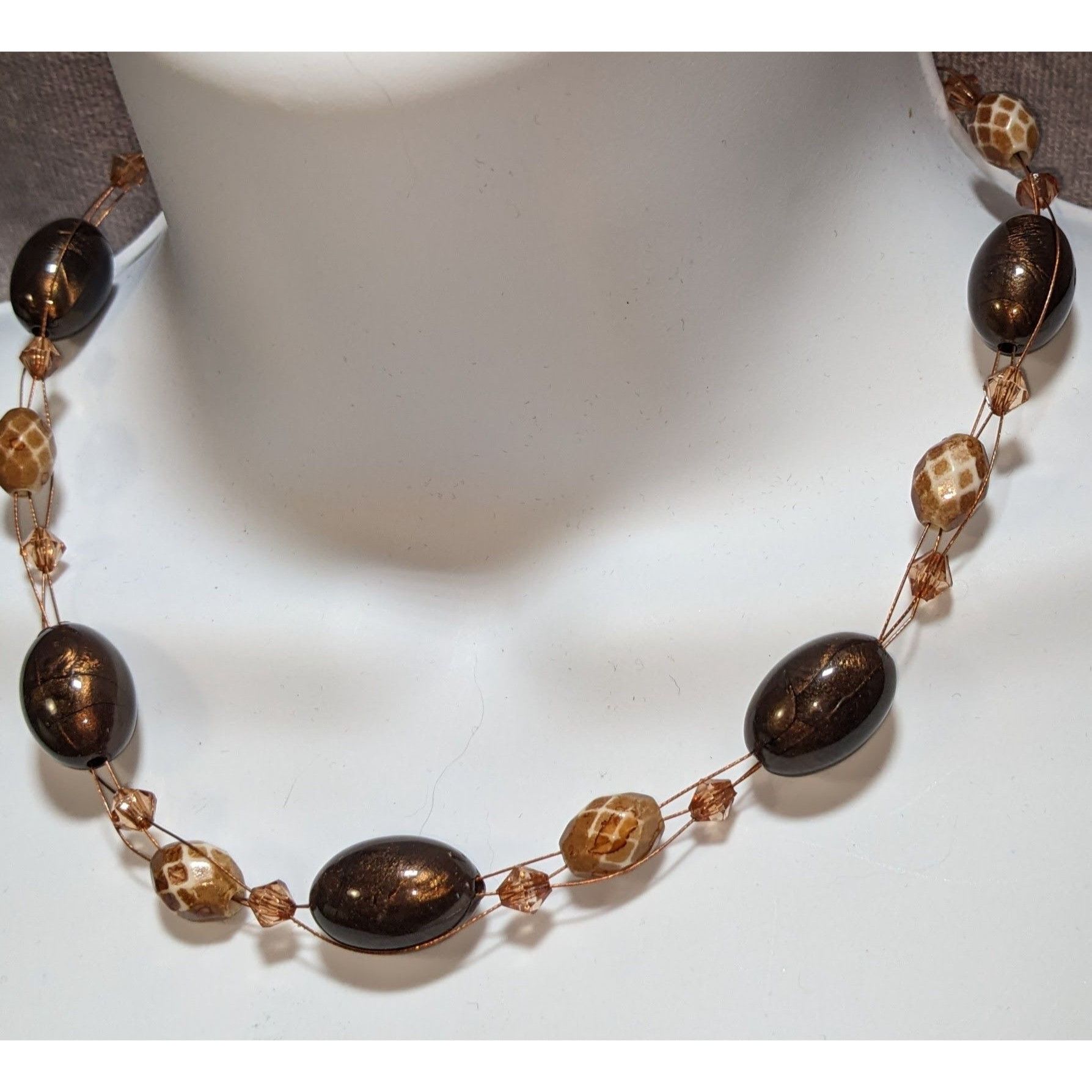 Other Bohemian Brown & Gold Beaded Necklace With Giraffe Print Bea Size ONE SIZE - 5 Thumbnail