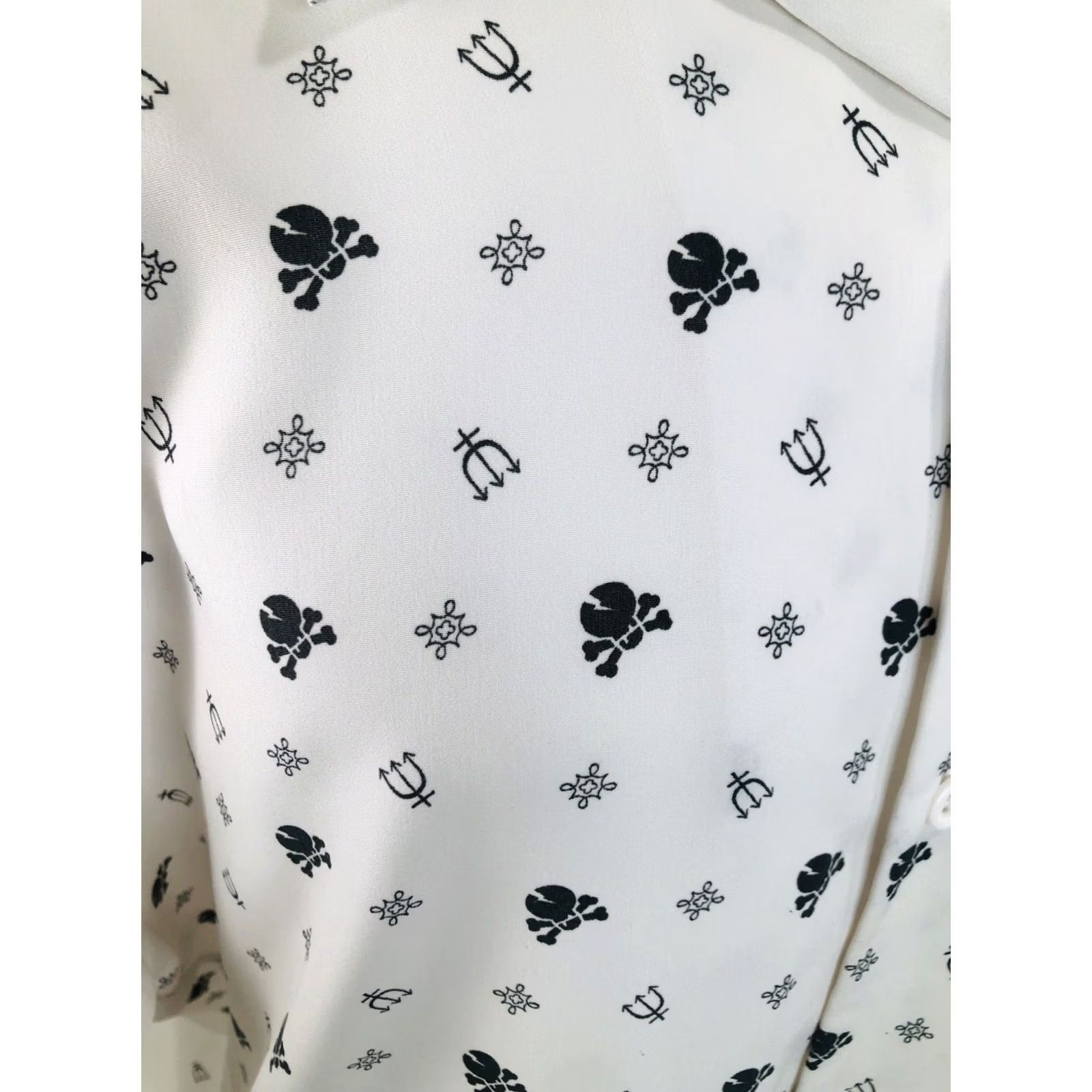 Vintage Dragonfly Shirt HIGH VOLTAGE Skull / Crossbones Trident Cross White / Black XL XXL Mens Size US XXL / EU 58 / 5 - 3 Thumbnail