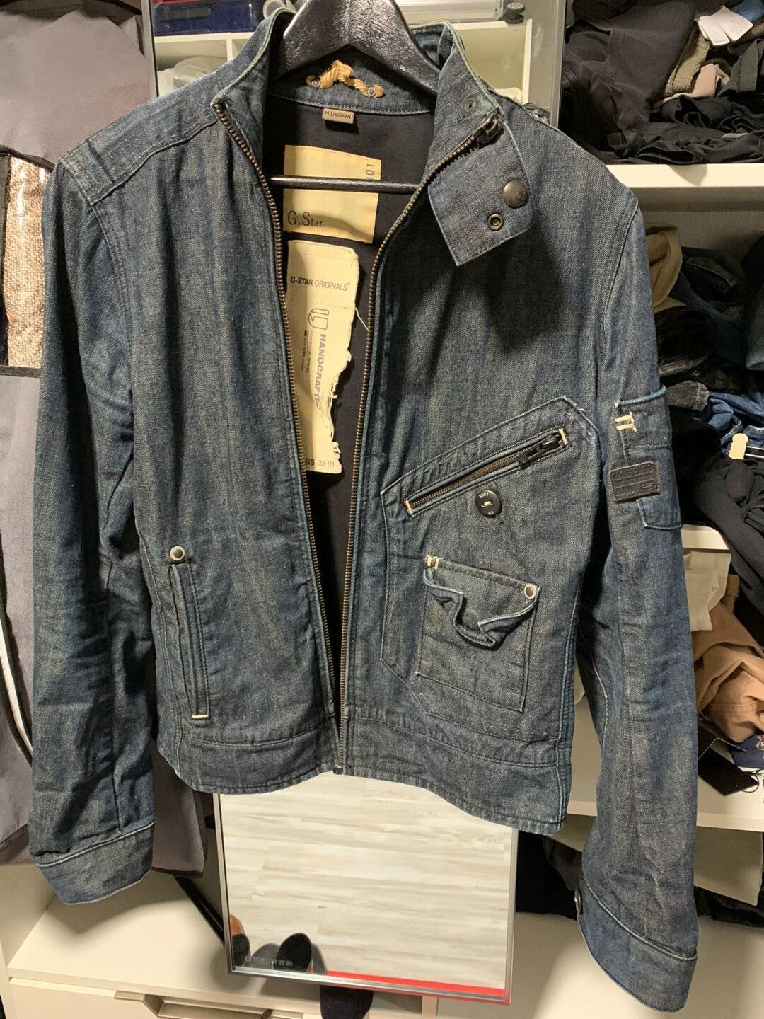 G-Star Blue Denim Jacket with Zipper Pockets Size US M / EU 48-50 / 2 - 1 Thumbnail