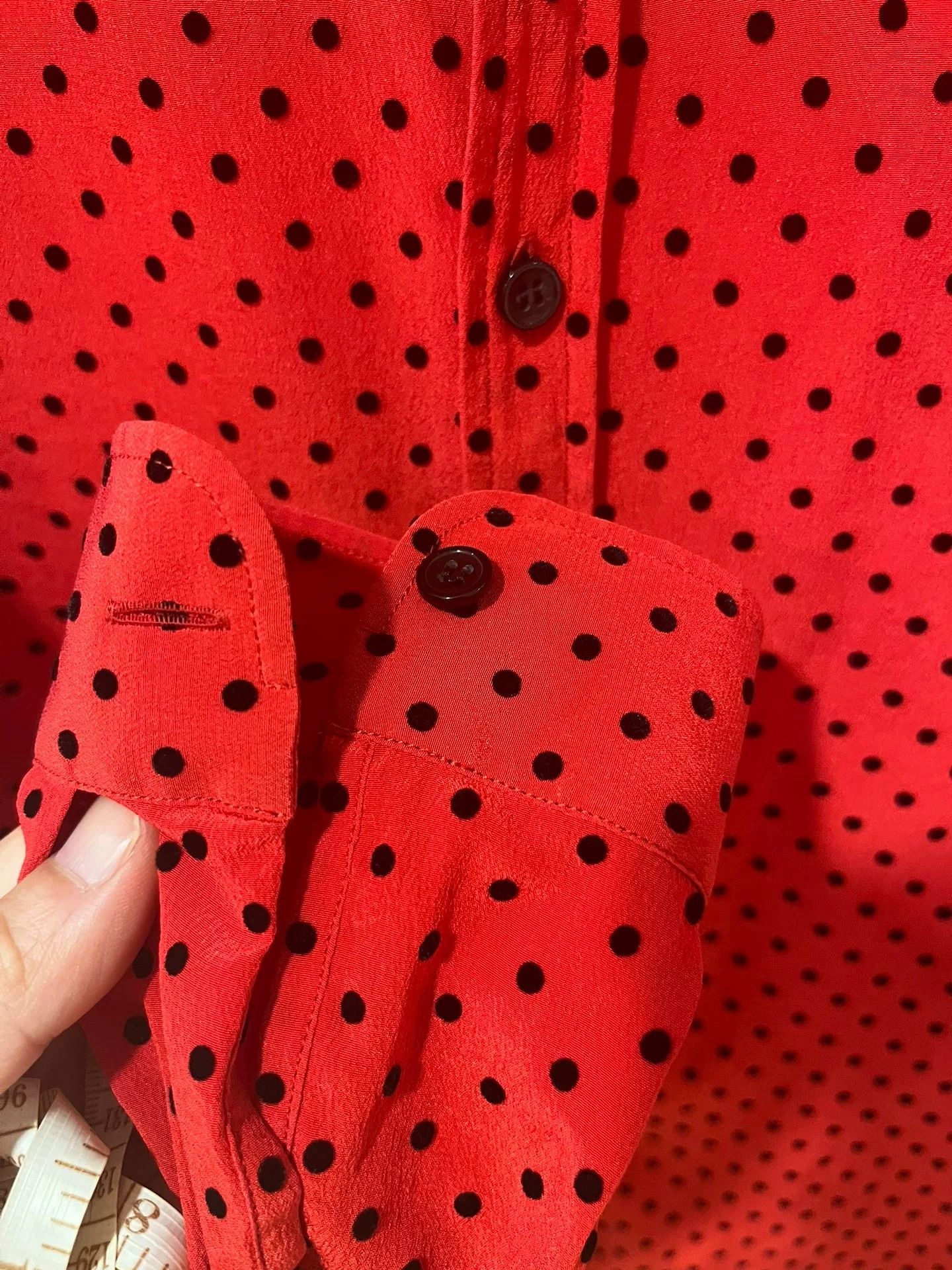 Saint Laurent Paris Saint Laurent Red Silk Polka Dot Shirt Size US XXS / EU 40 - 6 Thumbnail
