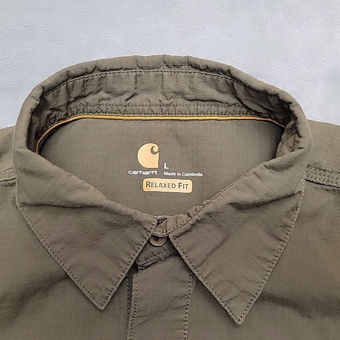 Carhartt Carhartt Shirt Men Large Green Ripstop Button Short Sleeve Work Wear READ Size US L / EU 52-54 / 3 - 5 Thumbnail