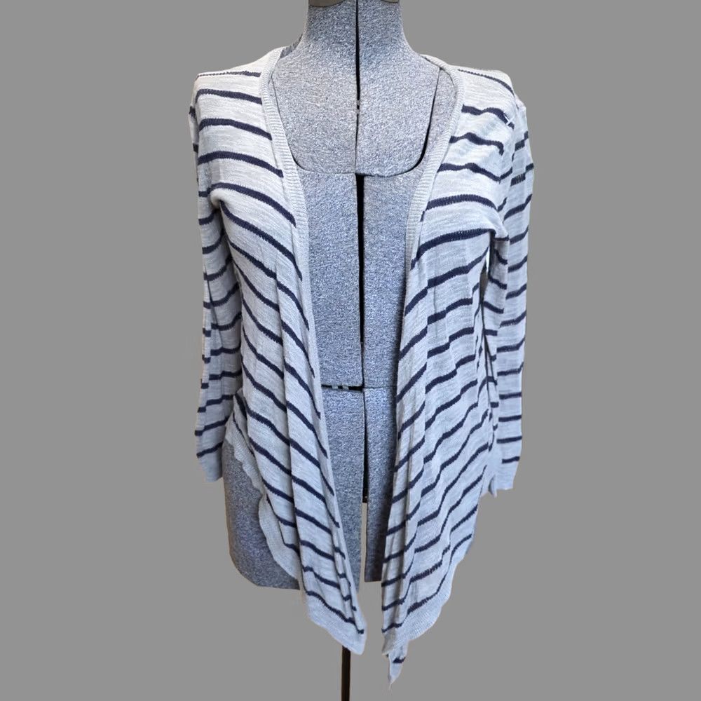 Merona Merona Cardigan Sweater Open Front Lightweight Striped Black White M Tan Women Medium Mens? Size M / US 6-8 / IT 42-44 - 1 Thumbnail
