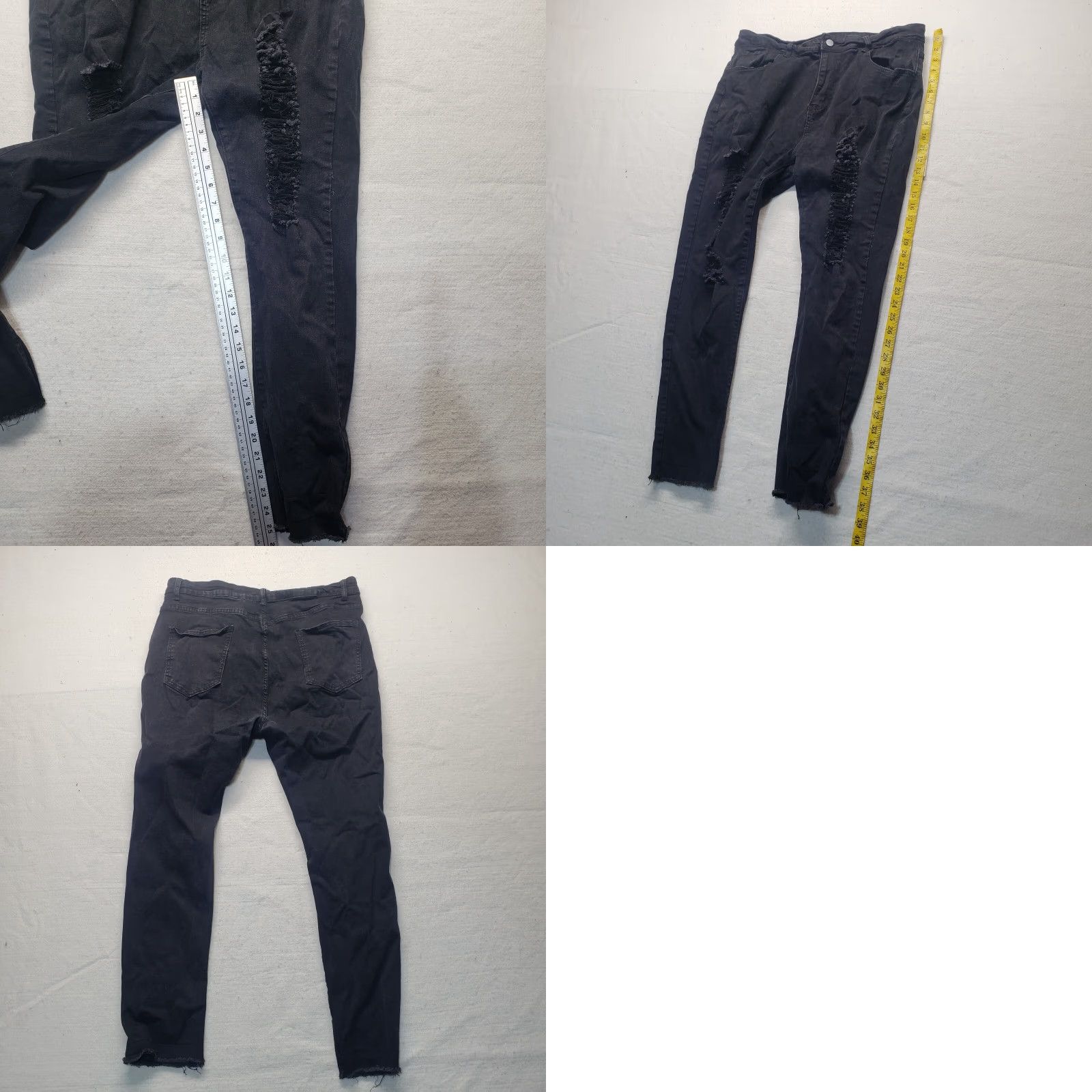 Shein SheIn Jeans Distressed Black Denim Skinny 2XL Women Adult Pants 5-Pocket Style Stretch Size 40" / US 18 - 8 Thumbnail