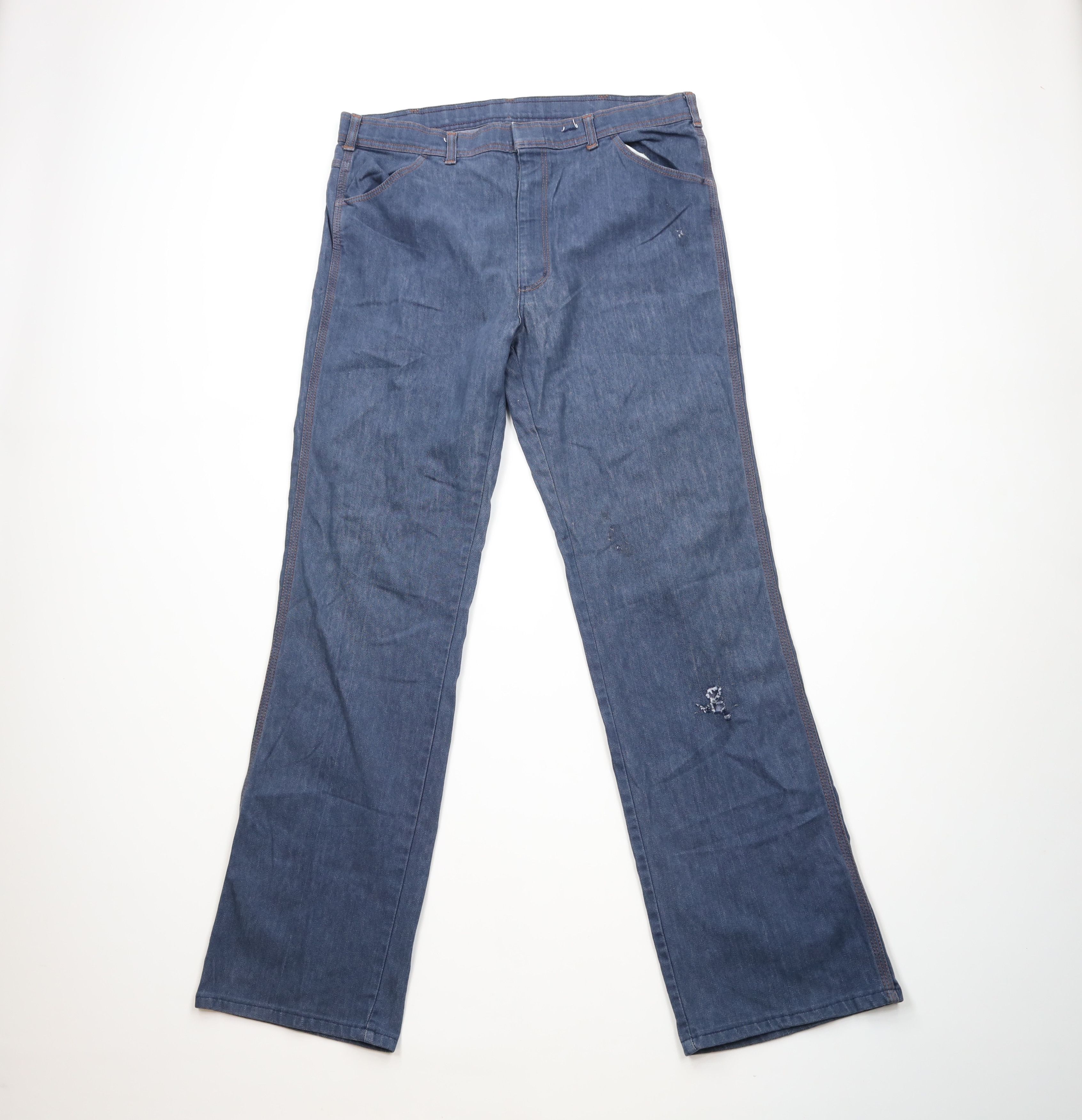Vintage Vintage 70s Streetwear Flared Wide Leg Denim Jeans USA Size US 38 / EU 54 - 1 Thumbnail