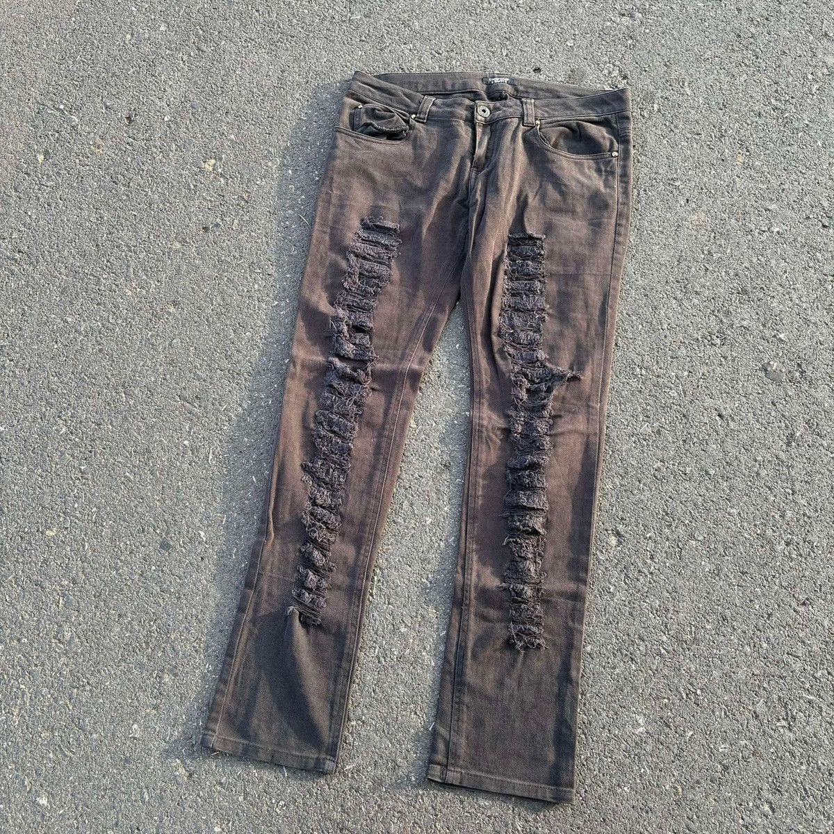 Japanese Brand CHIP CLIP Street Distressed Slim Jeans Size US 32 / EU 48 - 2 Thumbnail