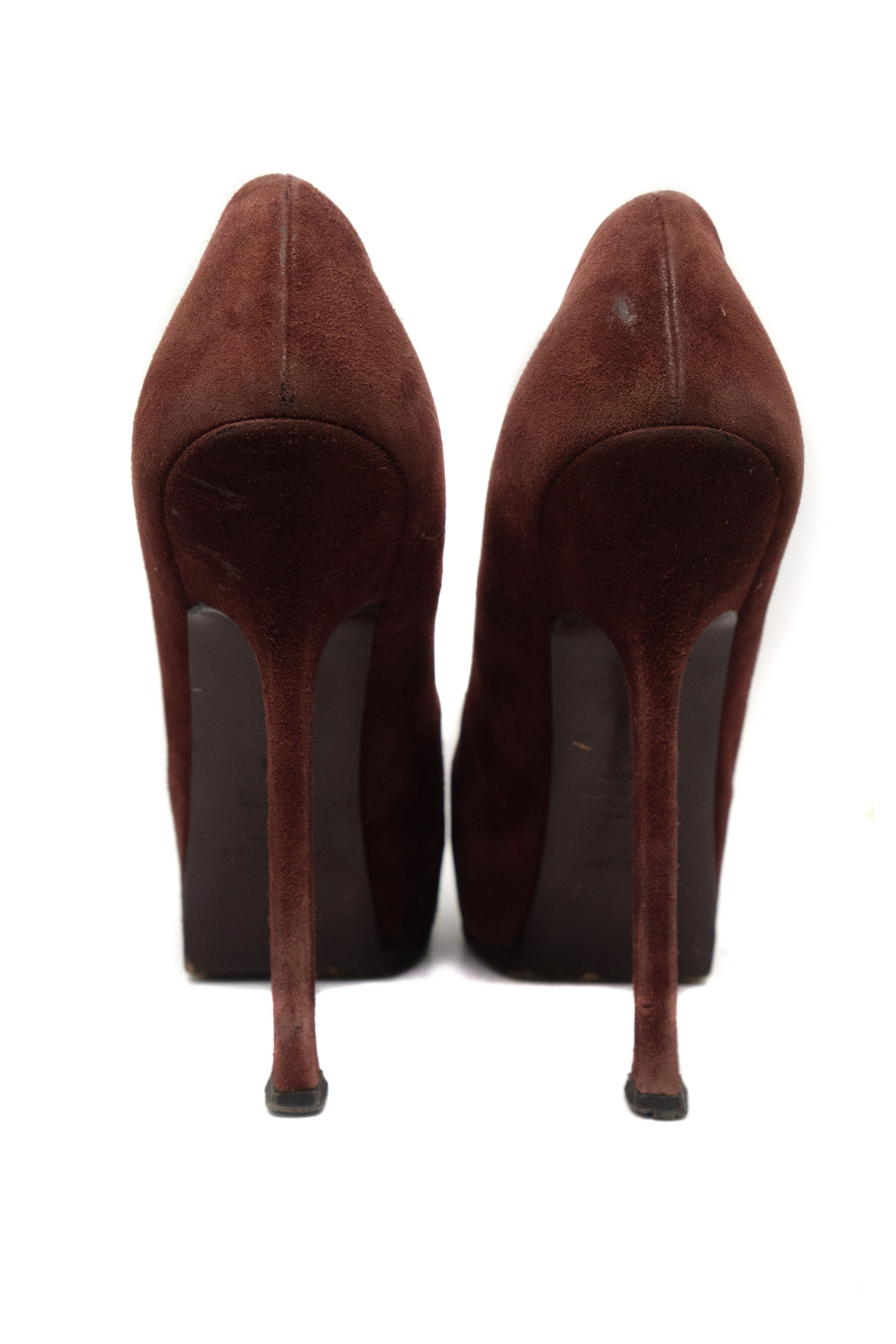 Yves Saint Laurent 00s Rive Gauche Tribtoo Suede Platform Pumps Size US 6 / IT 36 - 5 Thumbnail
