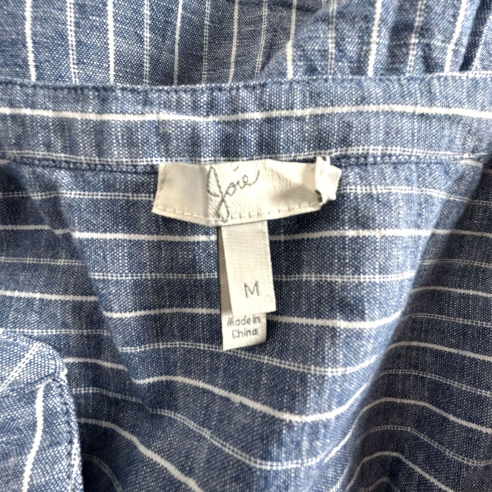 Joie Joie Blouse Medium Blue & White Striped Cotton Long Sleeve Popover Top Womens Size M / US 6-8 / IT 42-44 - 3 Thumbnail