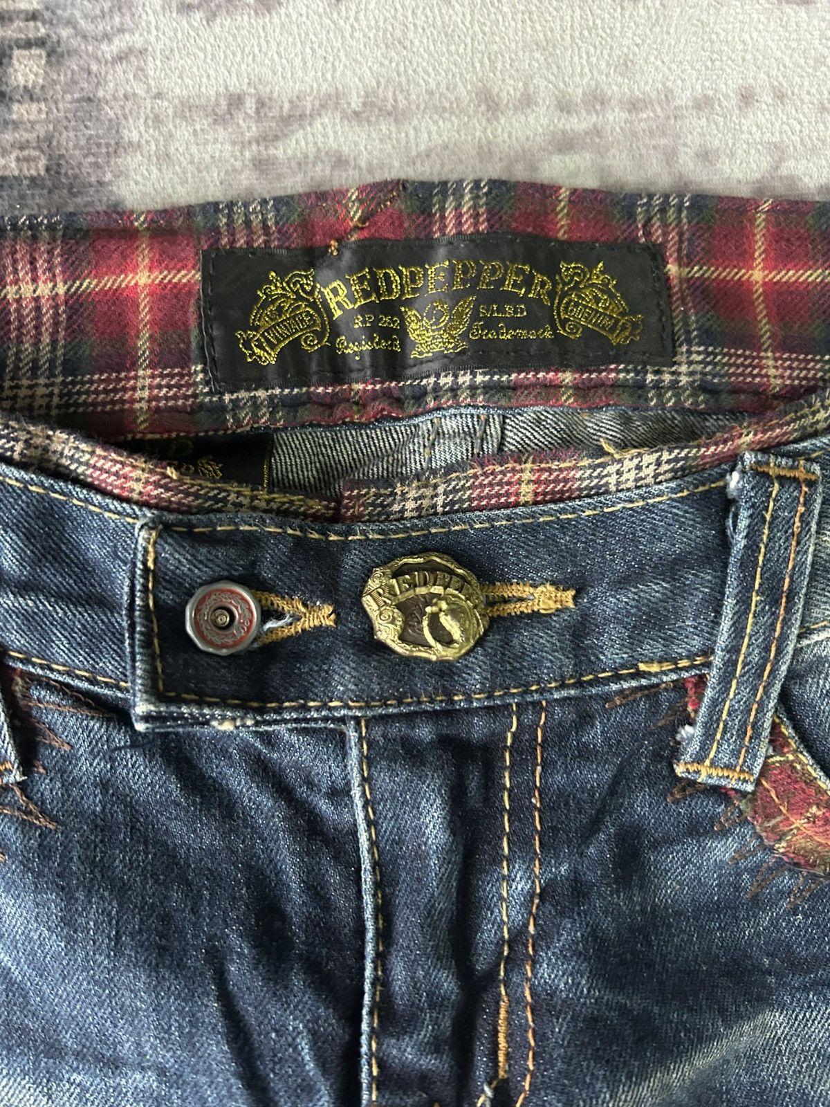 Ed Hardy Red Pepper Flared Punk Skull Jeans Size 29" - 13 Thumbnail