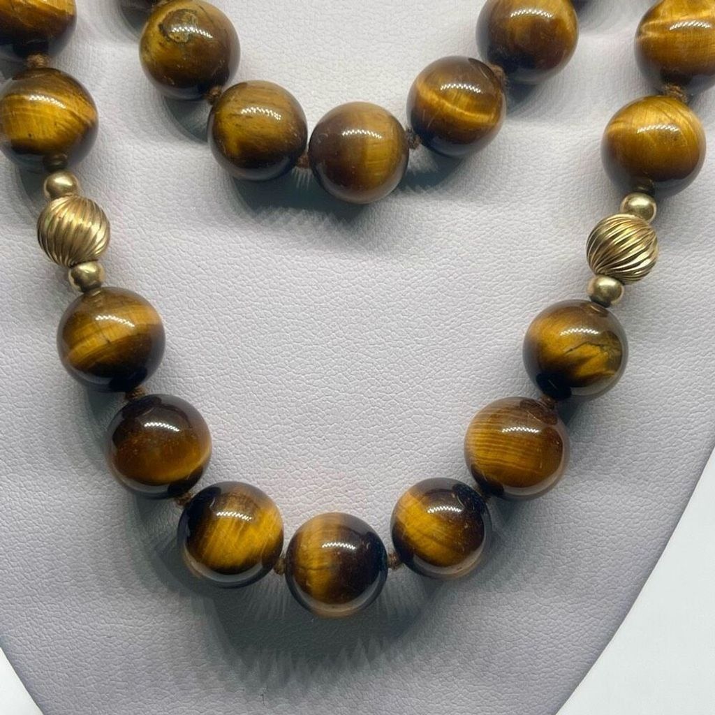 Other Vintage Tiger Eye Single 30” Strand Beaded Necklace Size ONE SIZE - 2 Thumbnail