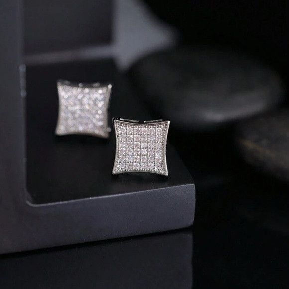 Other Unisex Ice Crystal Square Copper Fashion Earring Size ONE SIZE - 2 Thumbnail