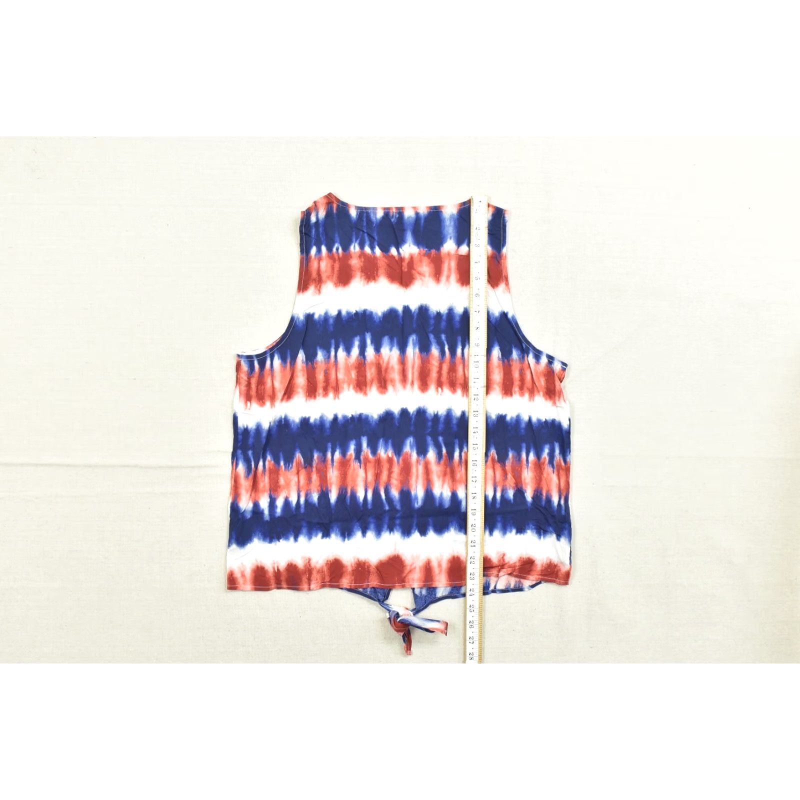 Vintage Rock & Republic Women's Blouse Tie Dye Sleeveless V-Neck Button Front Red White Blue M Size M / US 6-8 / IT 42-44 - 4 Thumbnail