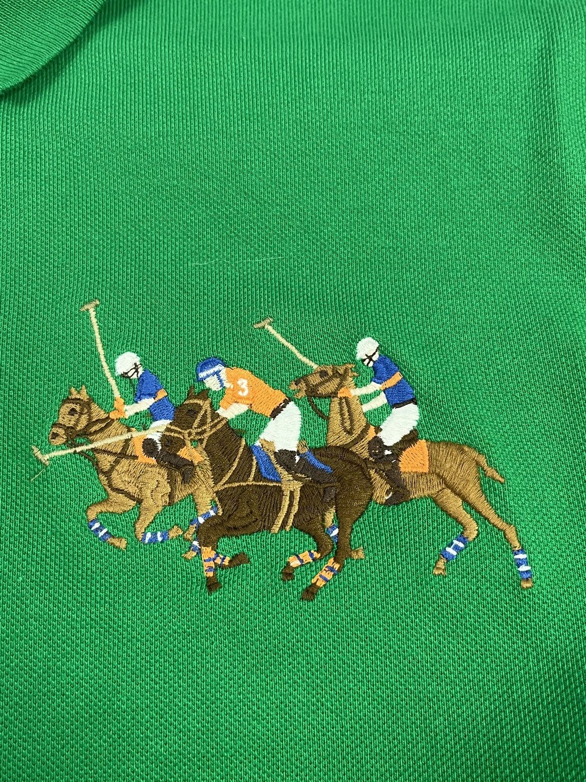 Polo Ralph Lauren Big Pony Green Polo Shirt XL Custom Slim Fit Number 3 Rugby Size US XL / EU 56 / 4 - 3 Thumbnail