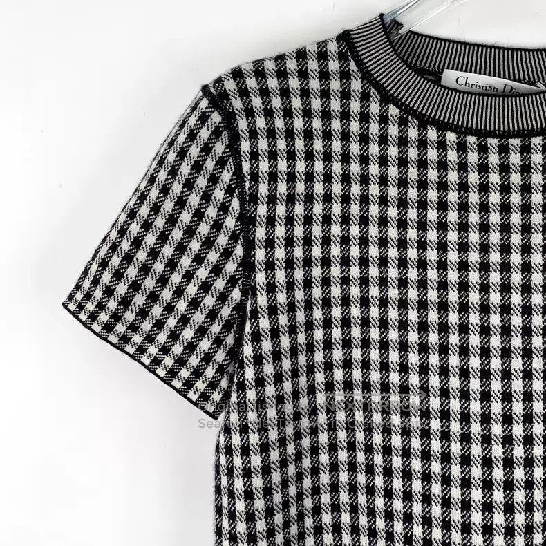 Dior Dior Color-matched bee embroidery checkerboard cashmere kn Size XS / US 0-2 / IT 36-38 - 3 Thumbnail