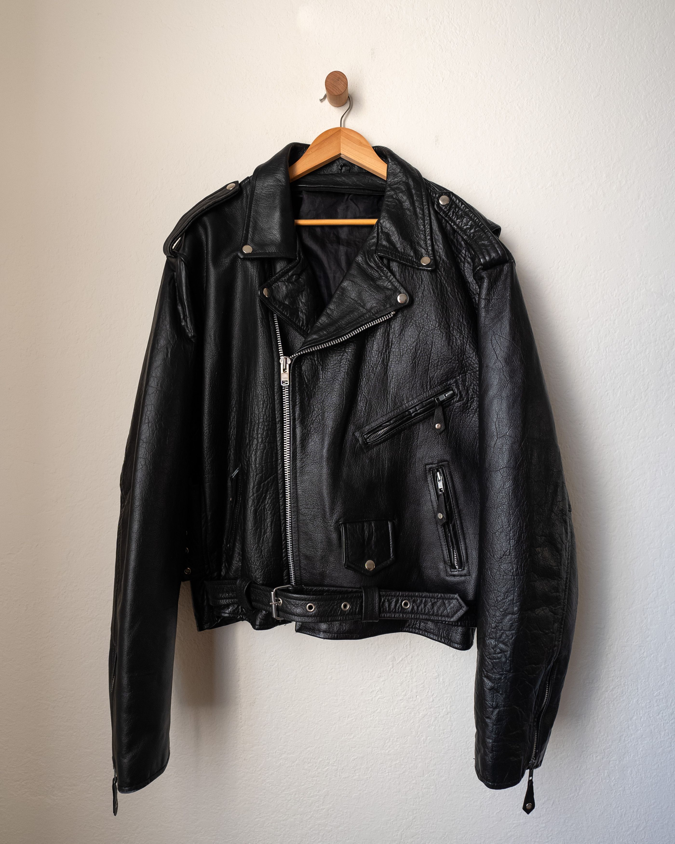 Leather Jacket Streetwear Vintage Vintage Leather Motorcycle Jacket Oversized 2XL Grailed