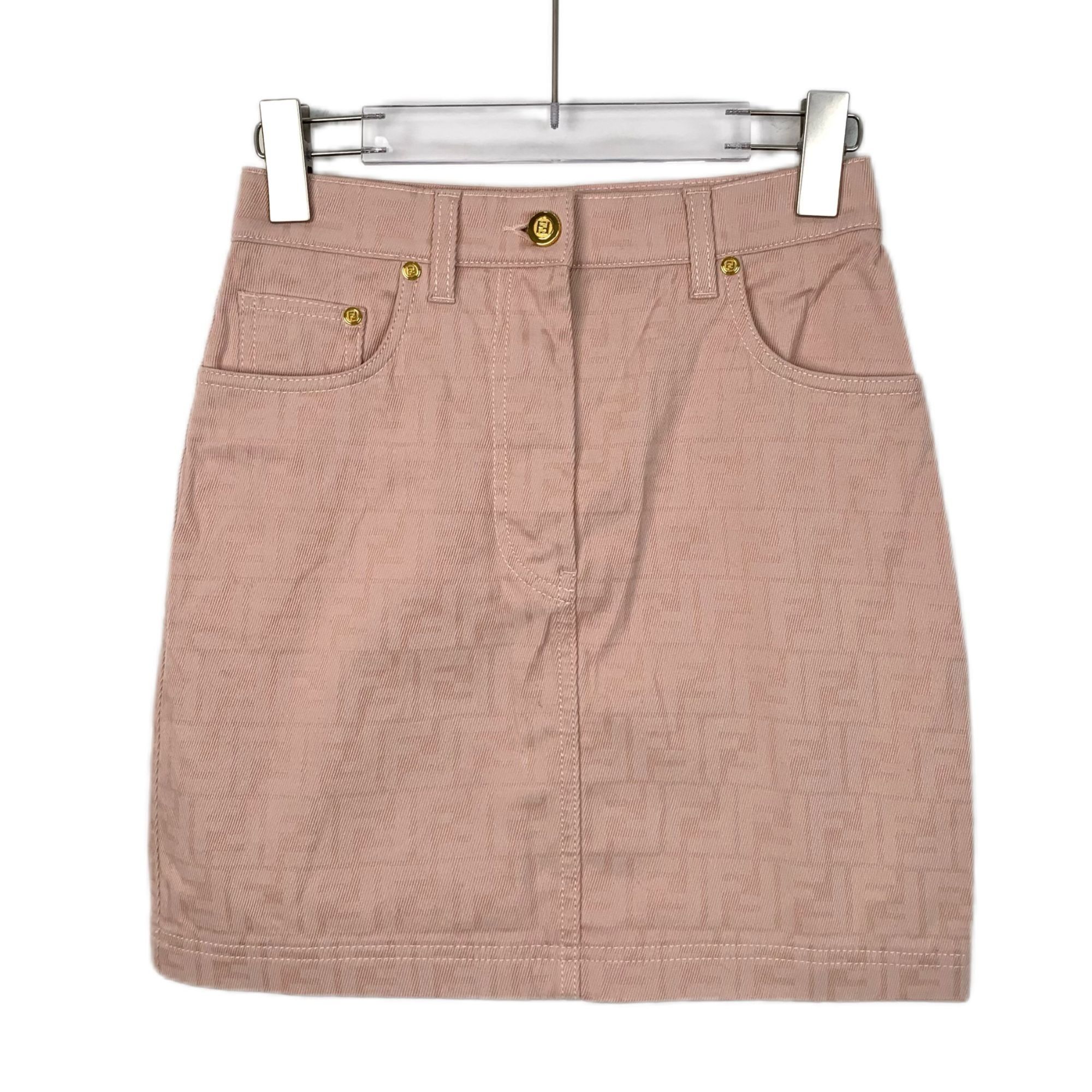 Fendi Fendi Pink Logo Print Cotton Denim Casual Skirt (Size S) Size 38" / US 16 / IT 52 - 1 Thumbnail