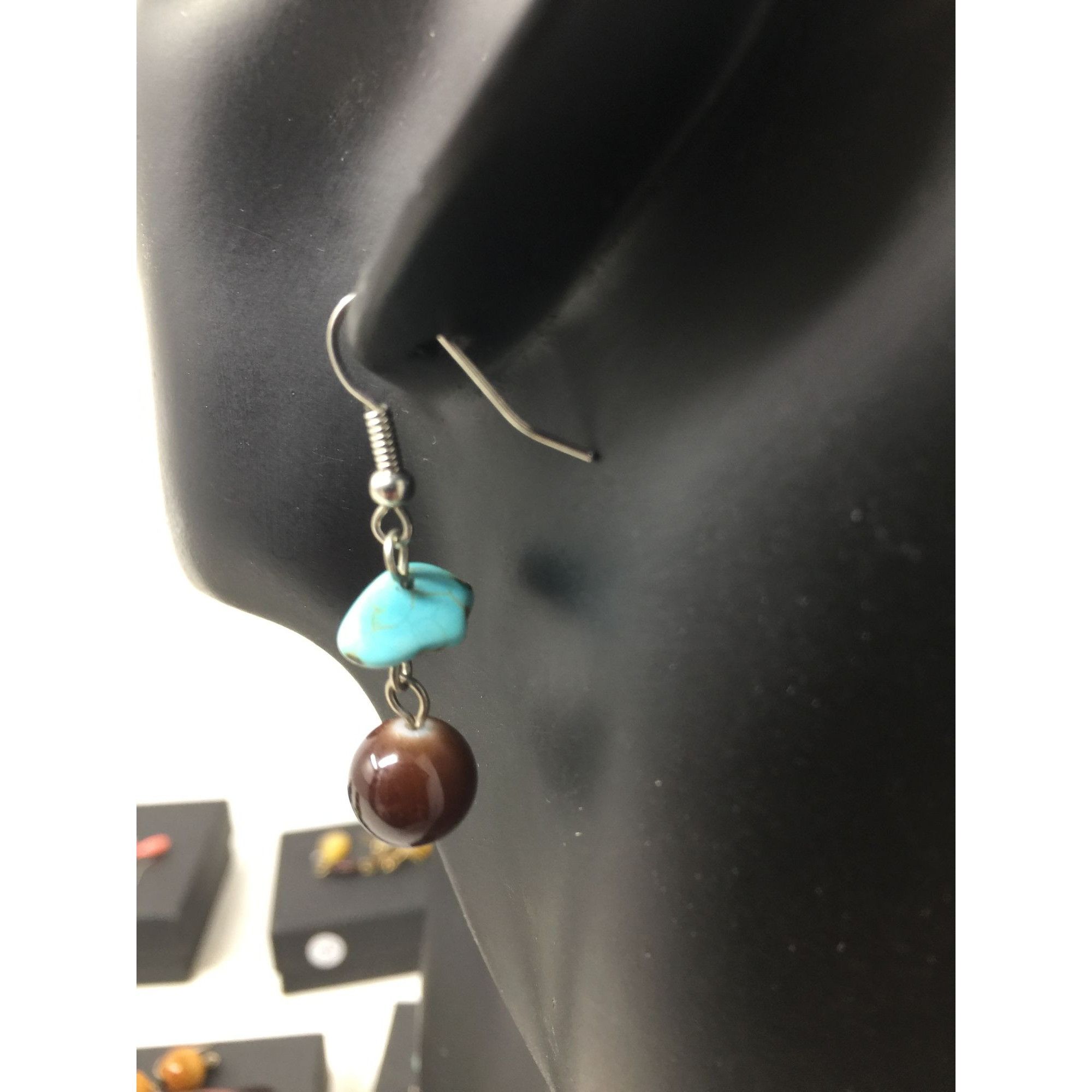 Other Women's Silver tone Turquoise Beaded Dangle Earrings Size ONE SIZE - 4 Thumbnail