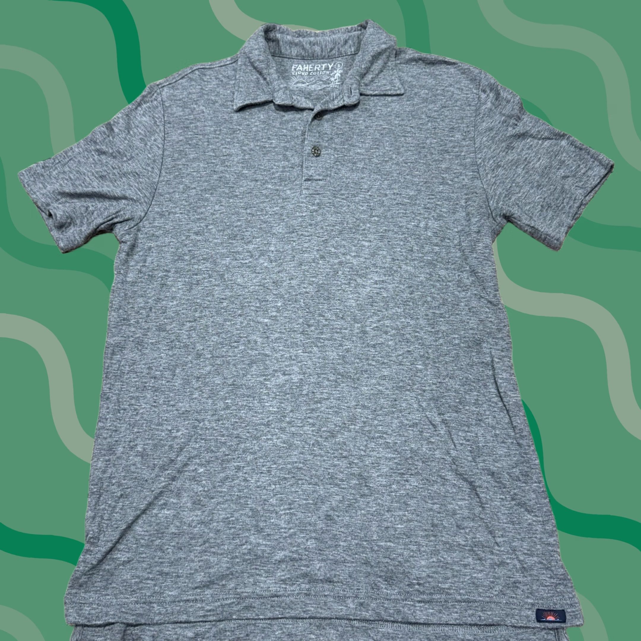 Faherty Faherty Polo Shirt Mens Small Gray Cloud Cotton Soft Pima Modal Lightweight Regular Short Sleeve Button Collar Cotton Size US S / EU 44-46 / 1 - 1 Thumbnail