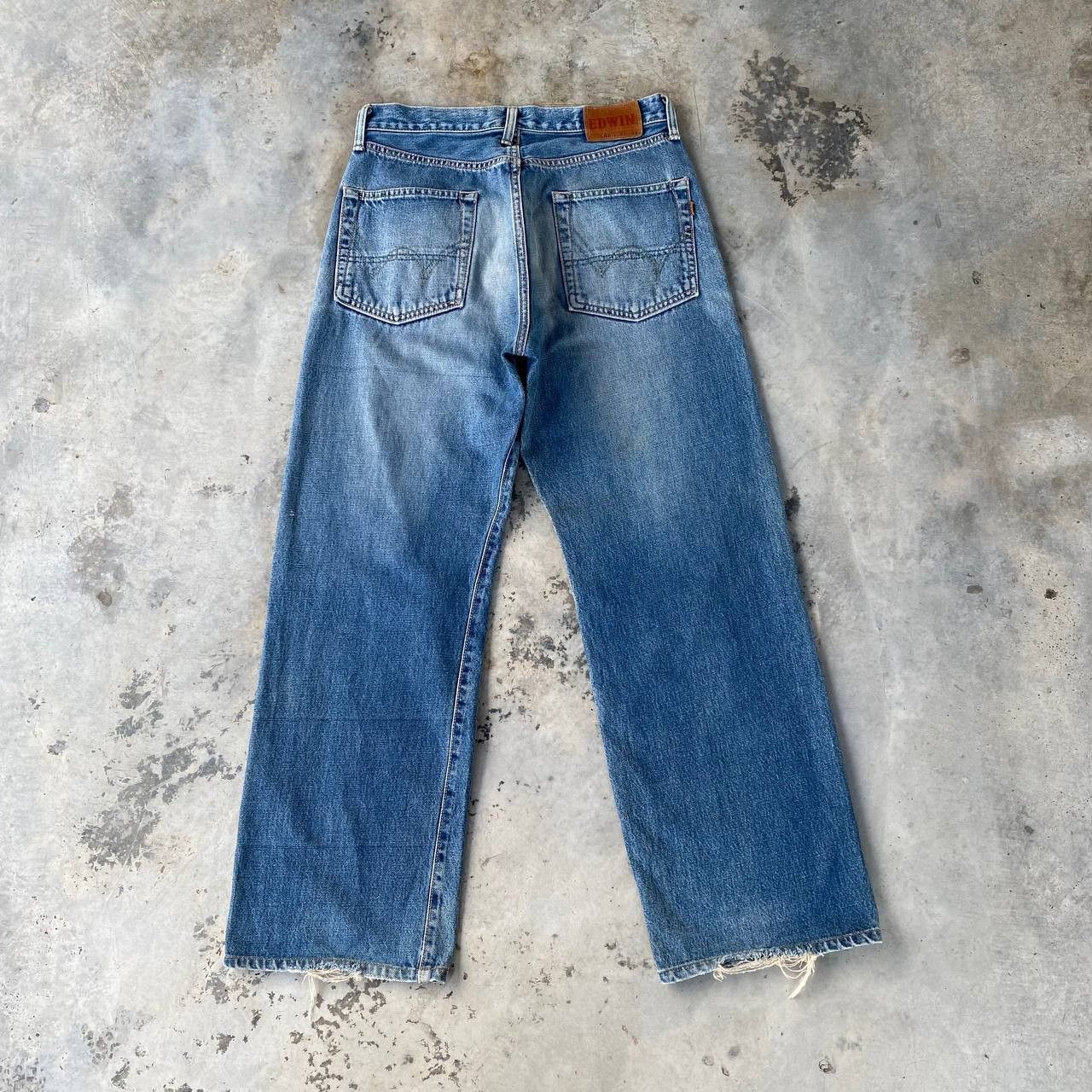 Edwin VTG 90S EDWIN 505 REDLINE GRUNGE BLUEWASH DISTRESSED DENIM Size US 29 - 10 Thumbnail
