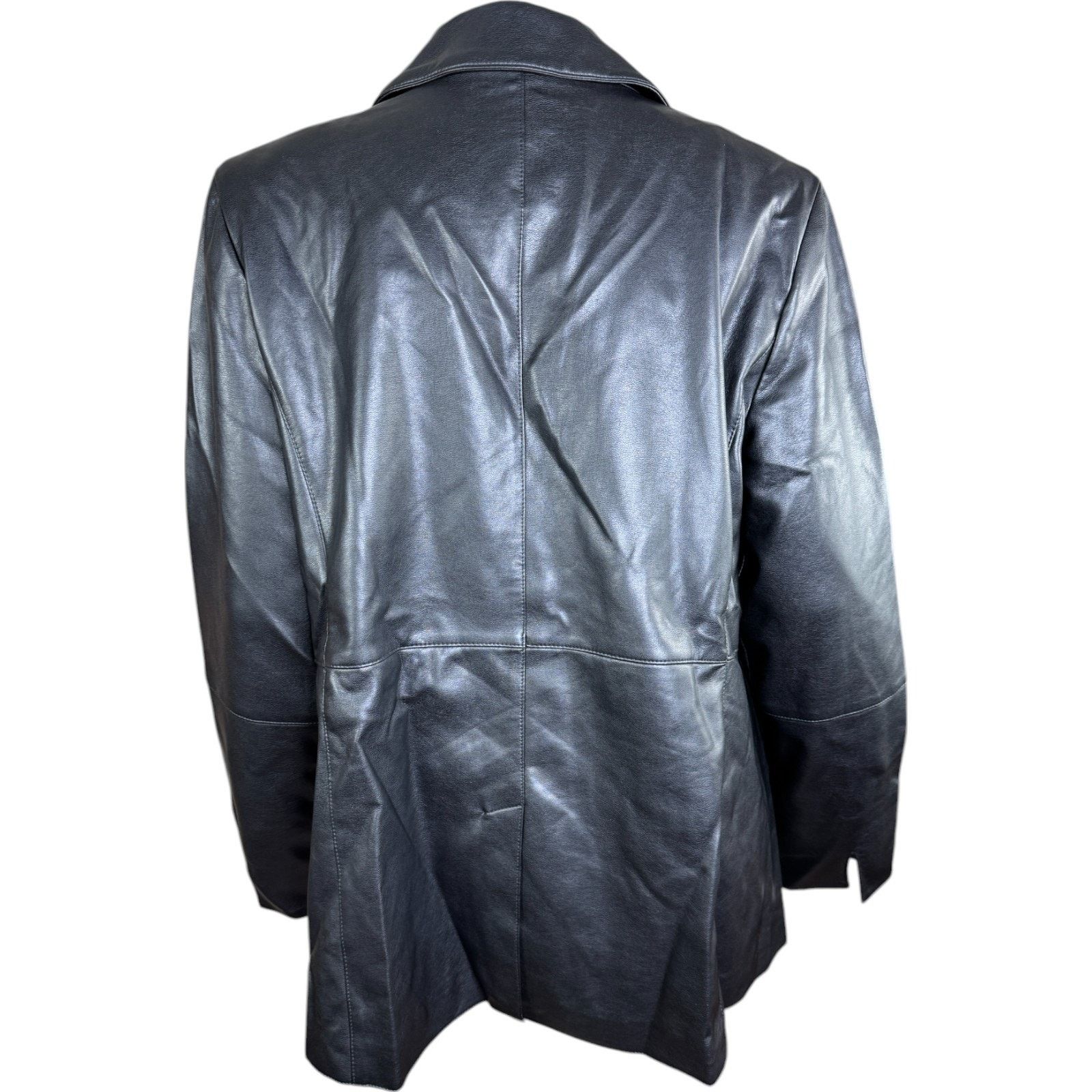 Other Dennis Basso Luxe Faux Leather Jacket Black Large Petite Size S / US 4 / IT 40 - 3 Thumbnail