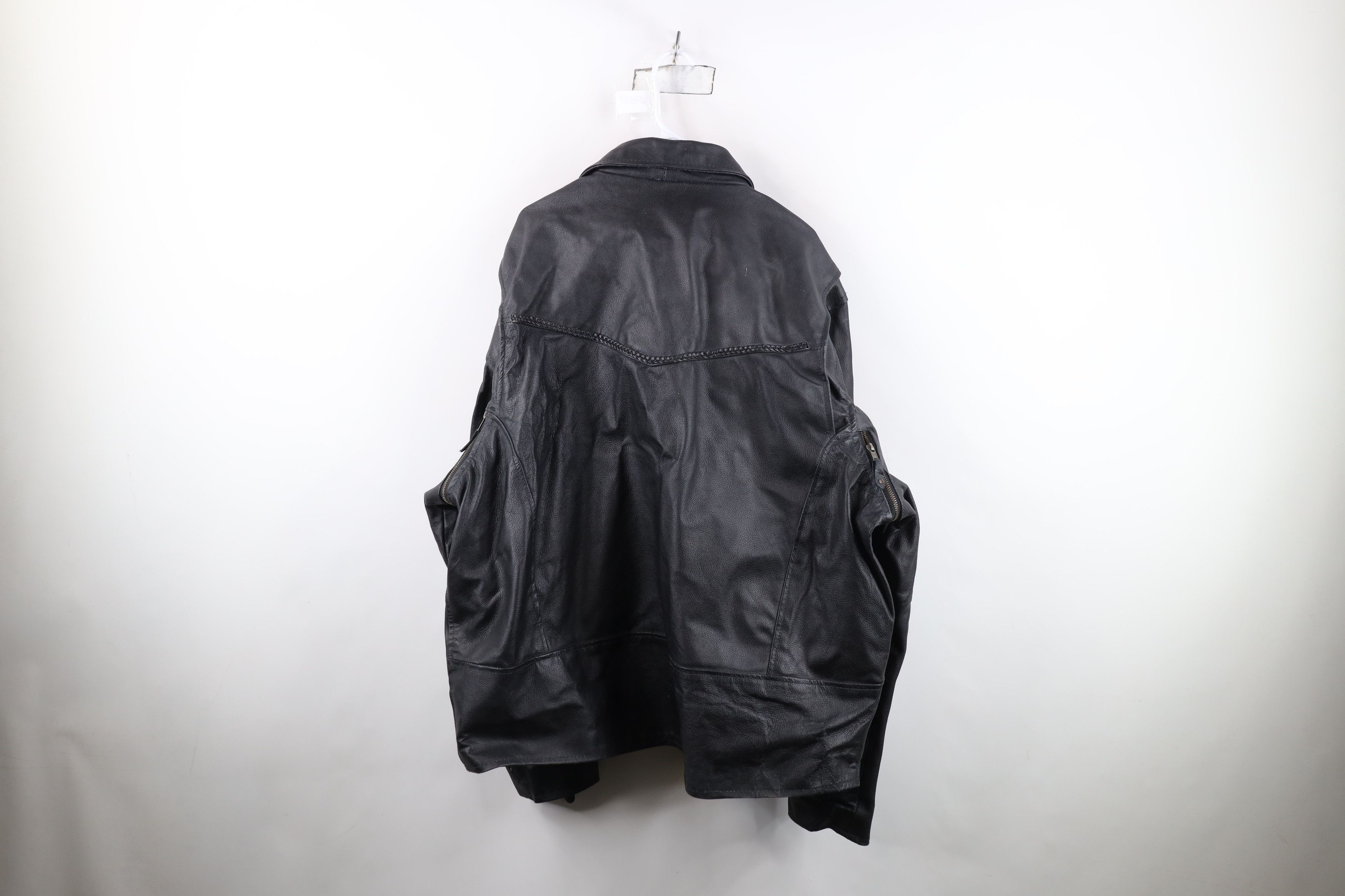 Vintage Vintage 90s Streetwear Heavyweight Leather Motorcycle Jacket Size US XXL / EU 58 / 5 - 12 Thumbnail