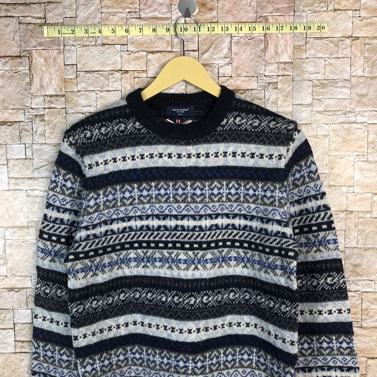 Homespun Knitwear × Japanese Brand × Vintage Back Number art Blue Knitwear like coogi #A773 Size M / US 6-8 / IT 42-44 - 2 Thumbnail