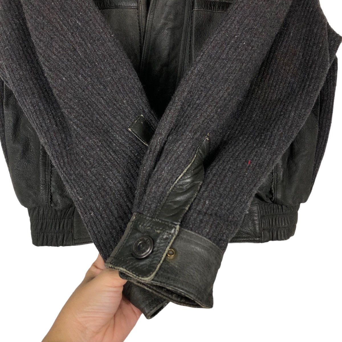Japanese Brand 🔥Vintage Biker Leather Jacket Japan Made Knit Sleeve Rare Size US L / EU 52-54 / 3 - 15 Thumbnail