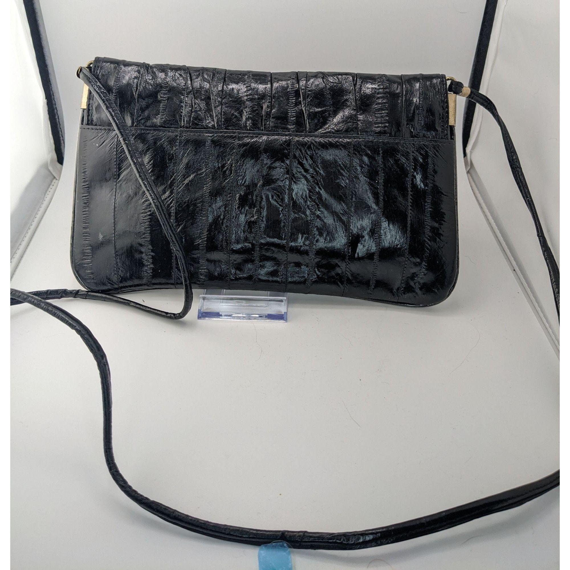 Other Vintage 80s Genuine Eel Skin Black Clutch Purse With 22-Inch Size ONE SIZE - 6 Thumbnail
