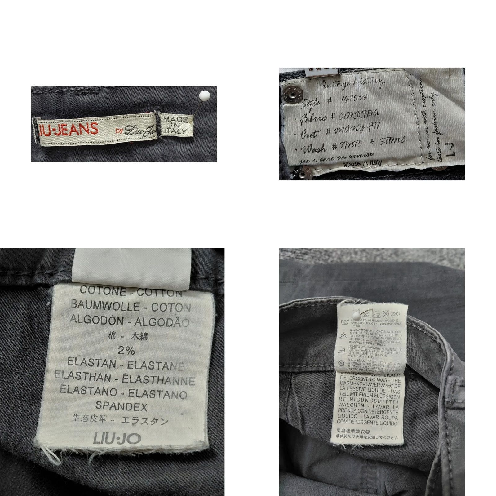 Liu Jo LIU JO Pantalone Slim Gray 29 Regular Cotton Elastane Made in Italy Women Pant Size 29" - 8 Thumbnail