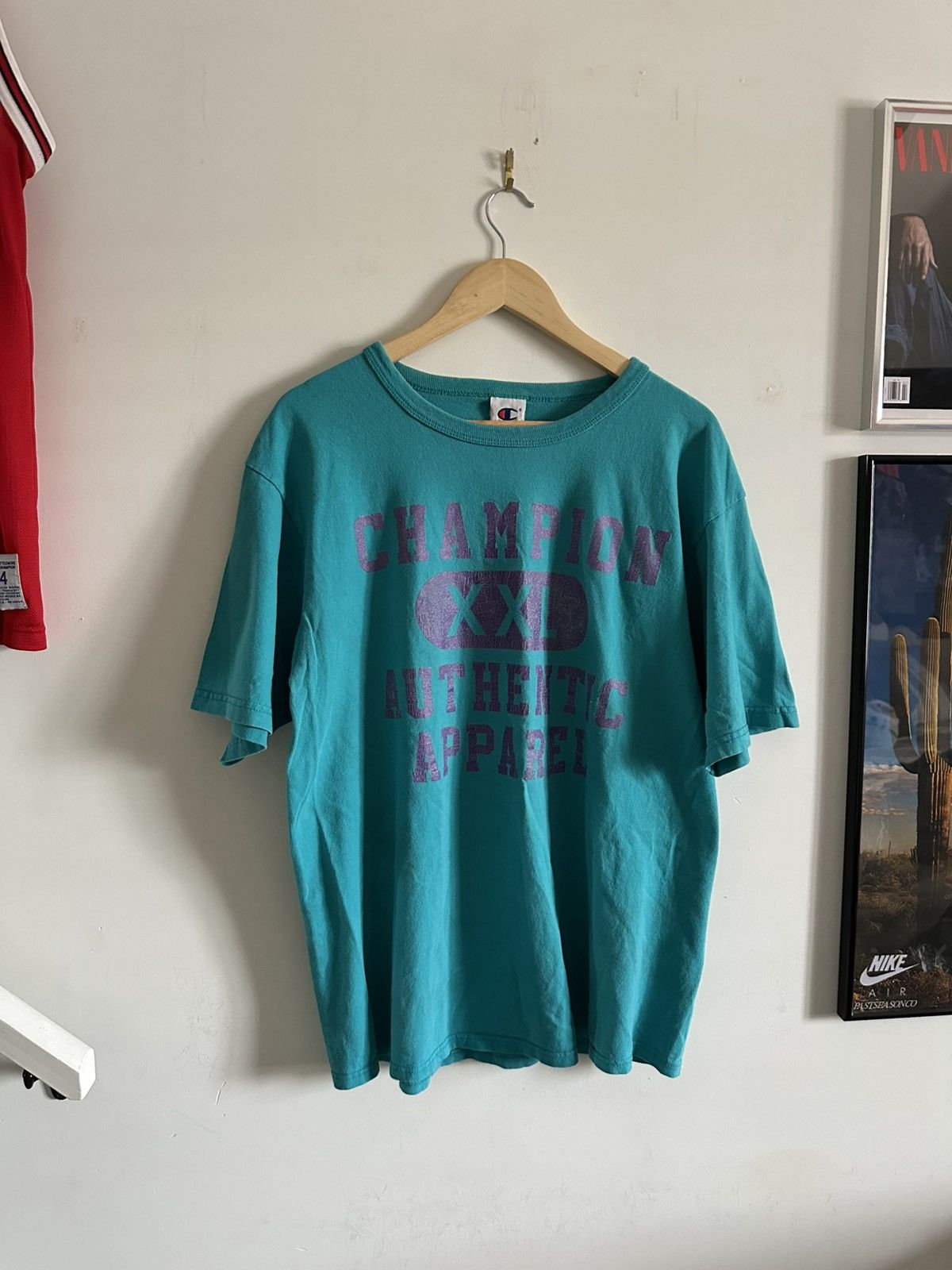 Champion × Vintage 90s Vintage Teal Champion Tee Size US L / EU 52-54 / 3 - 1 Thumbnail