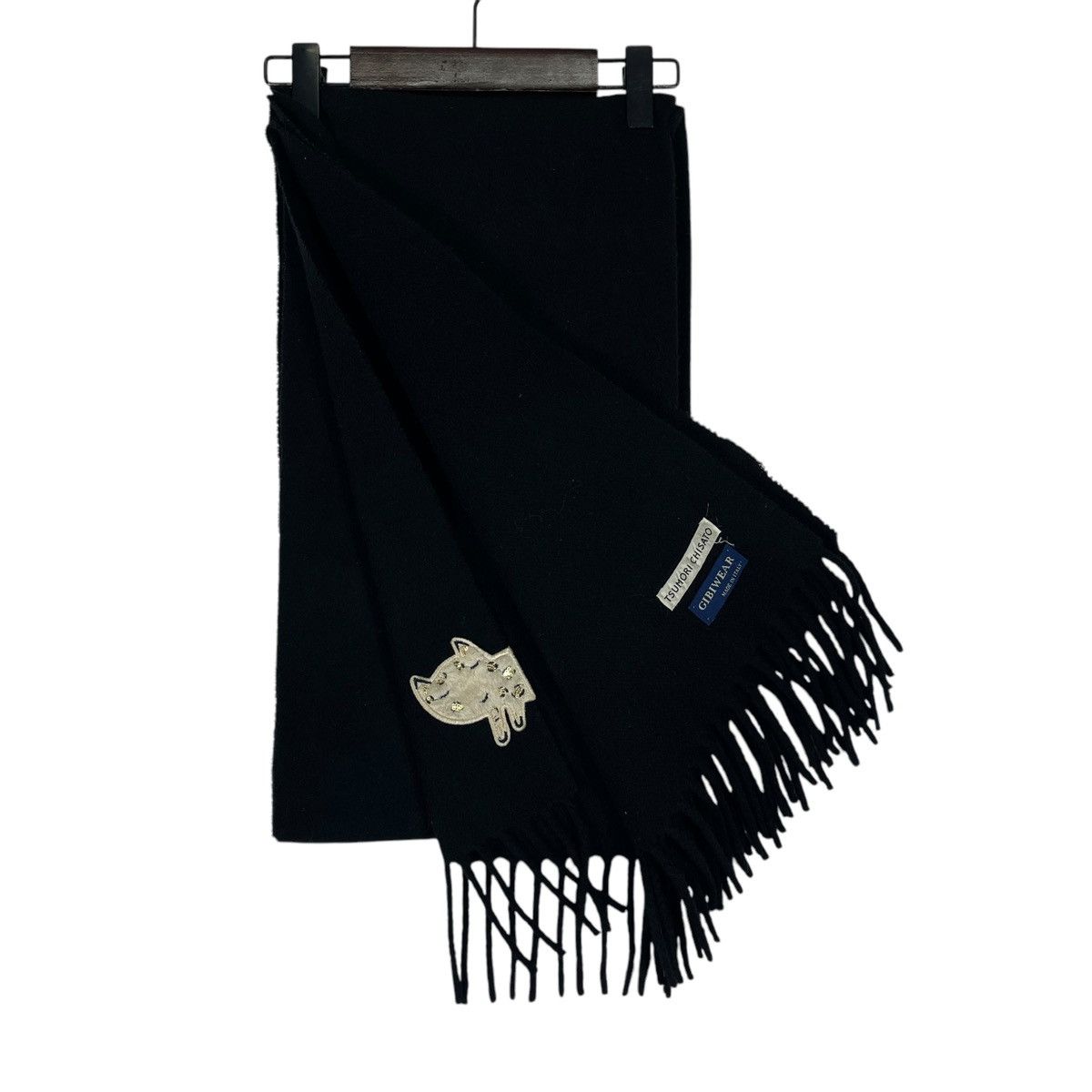 Issey Miyake × Tsumori Chisato Vintage Tsumori Chisato Gibi Wear Black Large Scarf Muffler Size ONE SIZE - 7 Thumbnail
