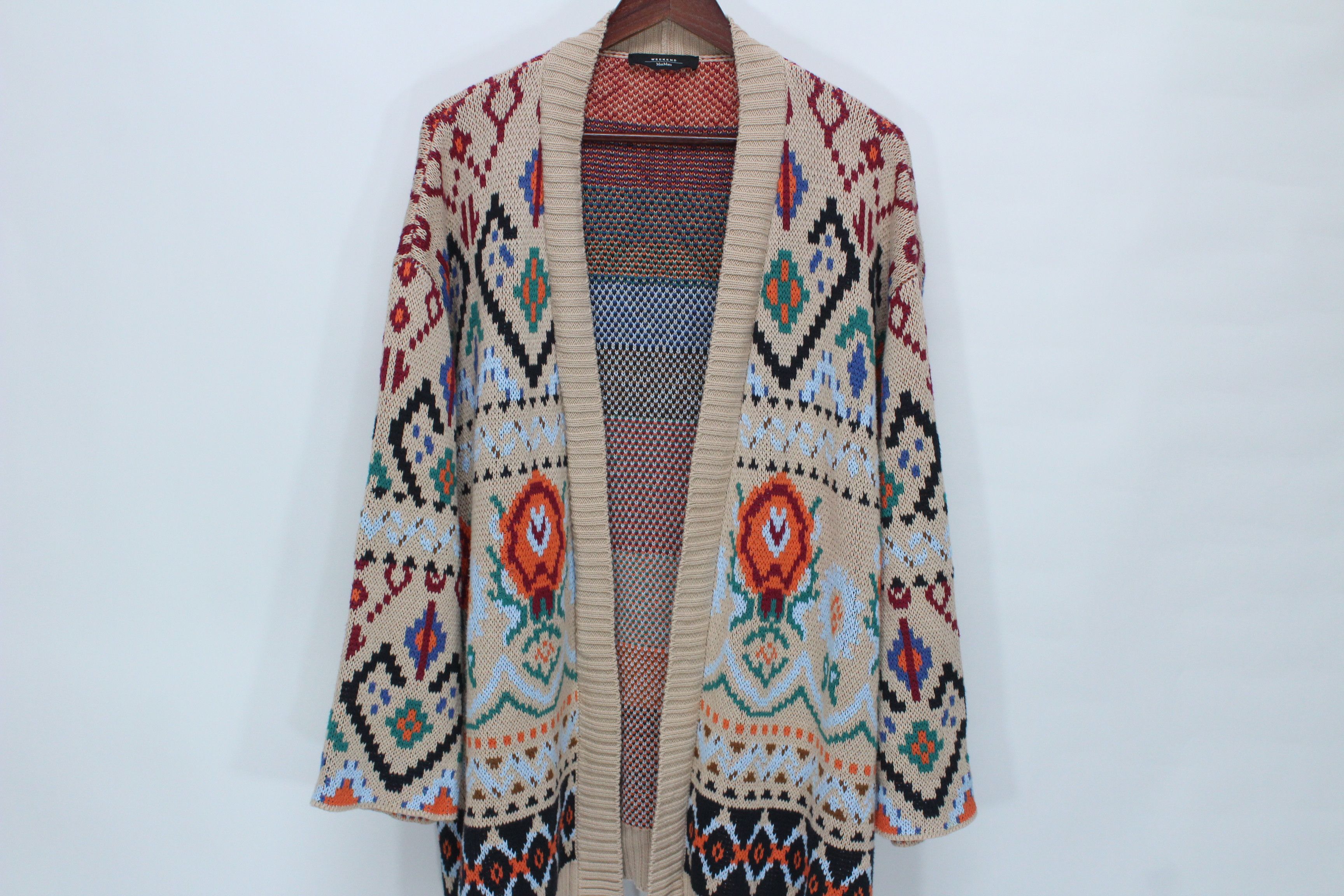 Weekend Max Mara Weekend Max Mara Teorema Jacquard Knit Cardigan Coat Size L Size L / US 10 / IT 46 - 3 Thumbnail
